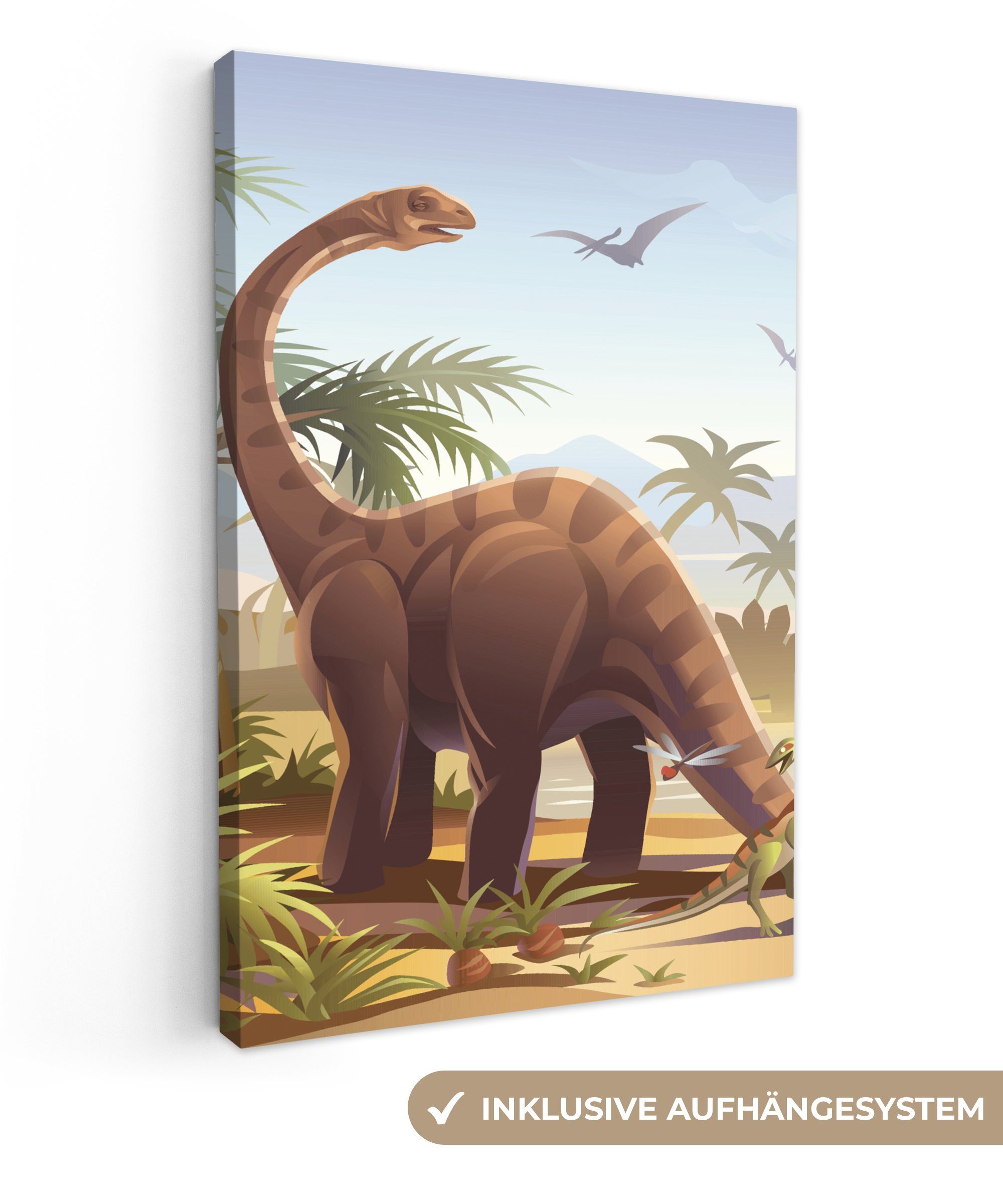 OneMillionCanvasses® Leinwandbild Dinosaurier - Landschaft - günstig online kaufen