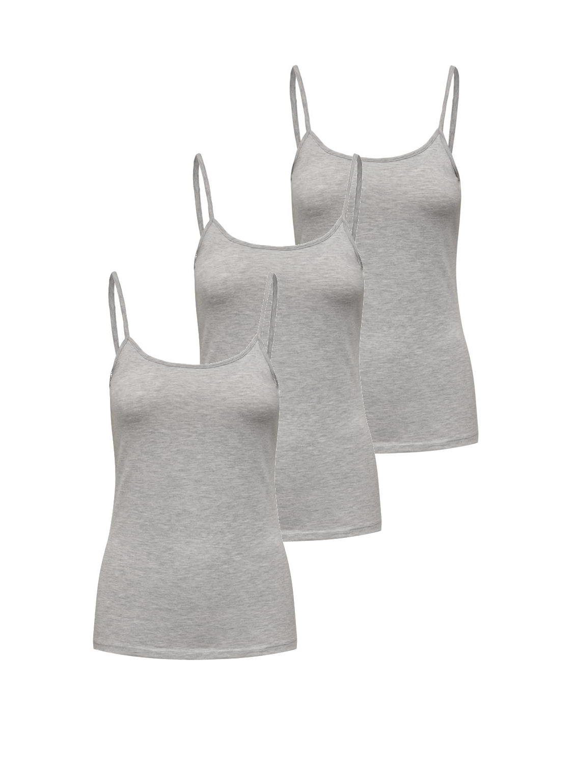 Spaghettitop Only Damen 3er-Pack Basic Spaghetti-Träger Top