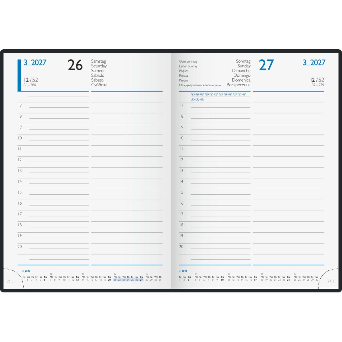 BRUNNEN Buchkalender Buchkalender 798 A5 1 Tag/Seite Balacron schwarz 2027