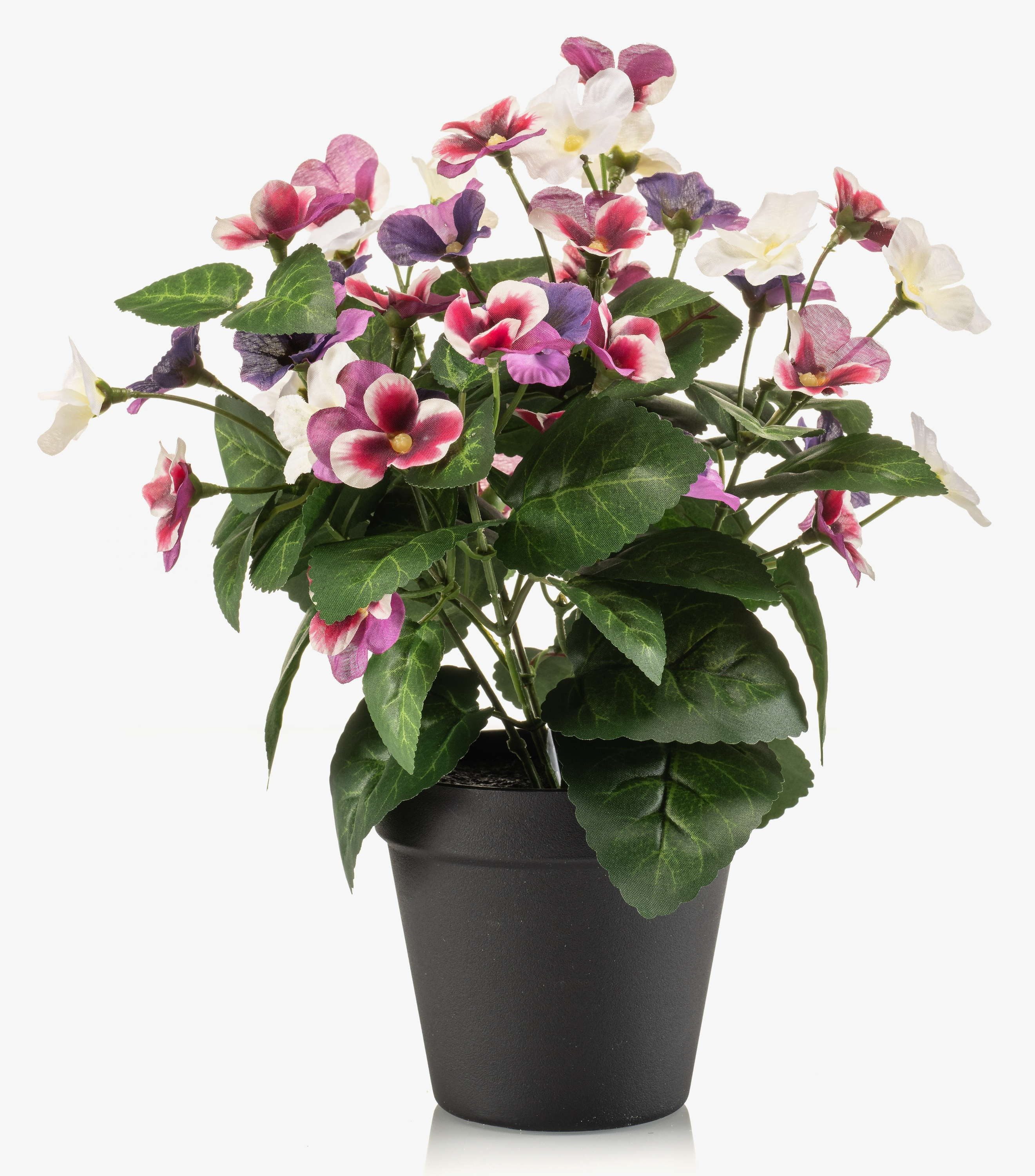 Kunstblume Kunstblumen Stiefmütterchen NORHA im Dekotopf, pink-lila-weiß, 30cm Stiefmütterchen, artplants, Höhe 30.0 cm