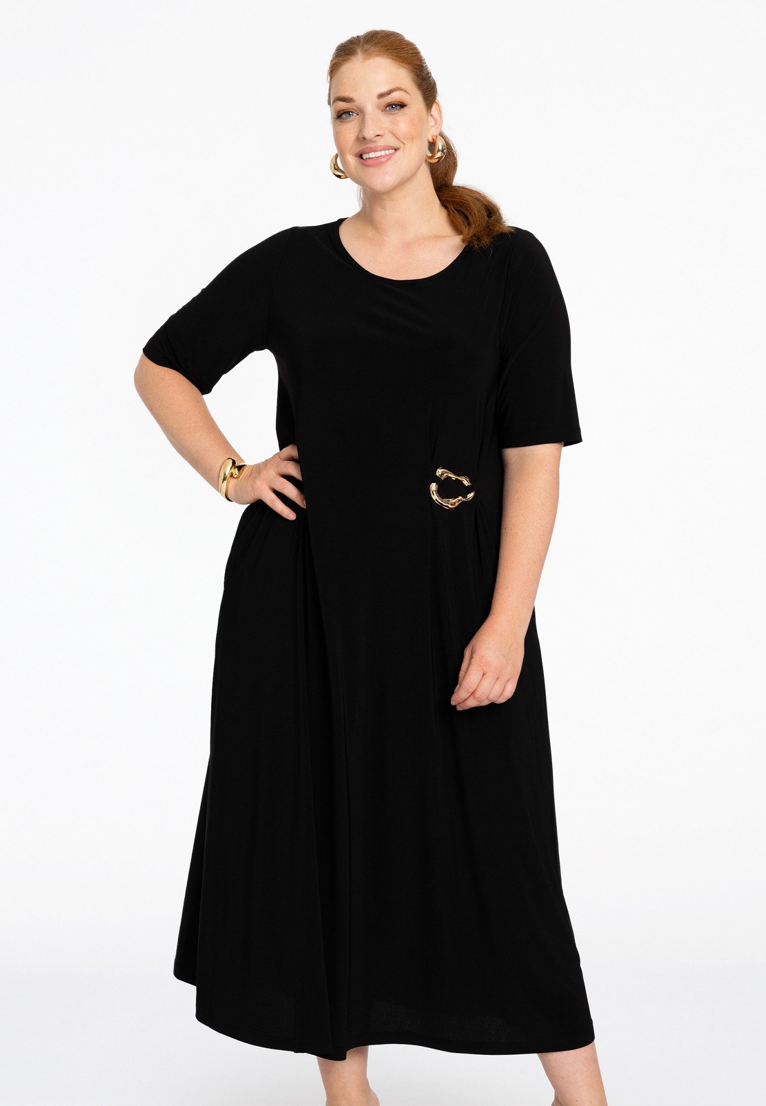 YOEK Midikleid Damen Kleid Große Größen in Basic Form