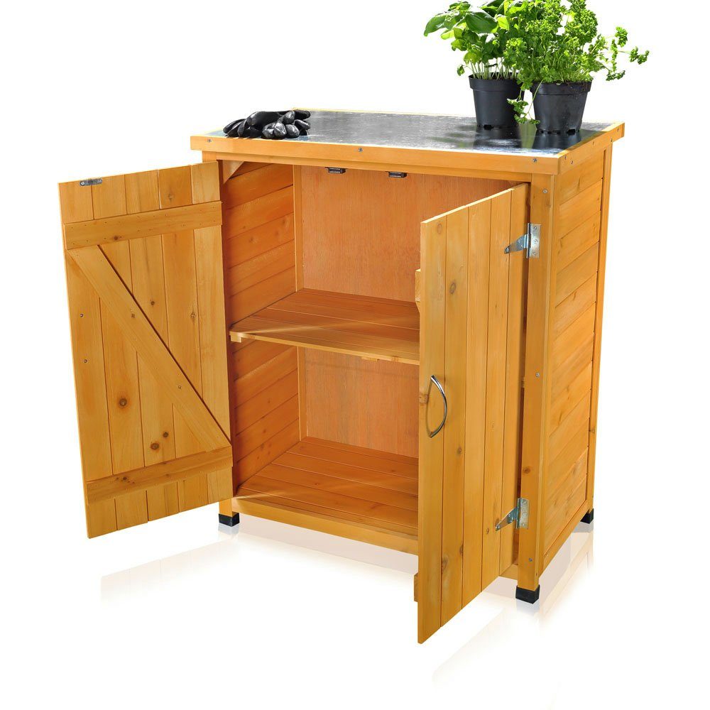 Mucola Garten-Geräteschrank Geräteschrank Gerätehaus Gartenschuppen Schrank Schuppen Gartenschrank, BxT: 75x40 cm, (Stück), Oberfläche mit robuster Platte