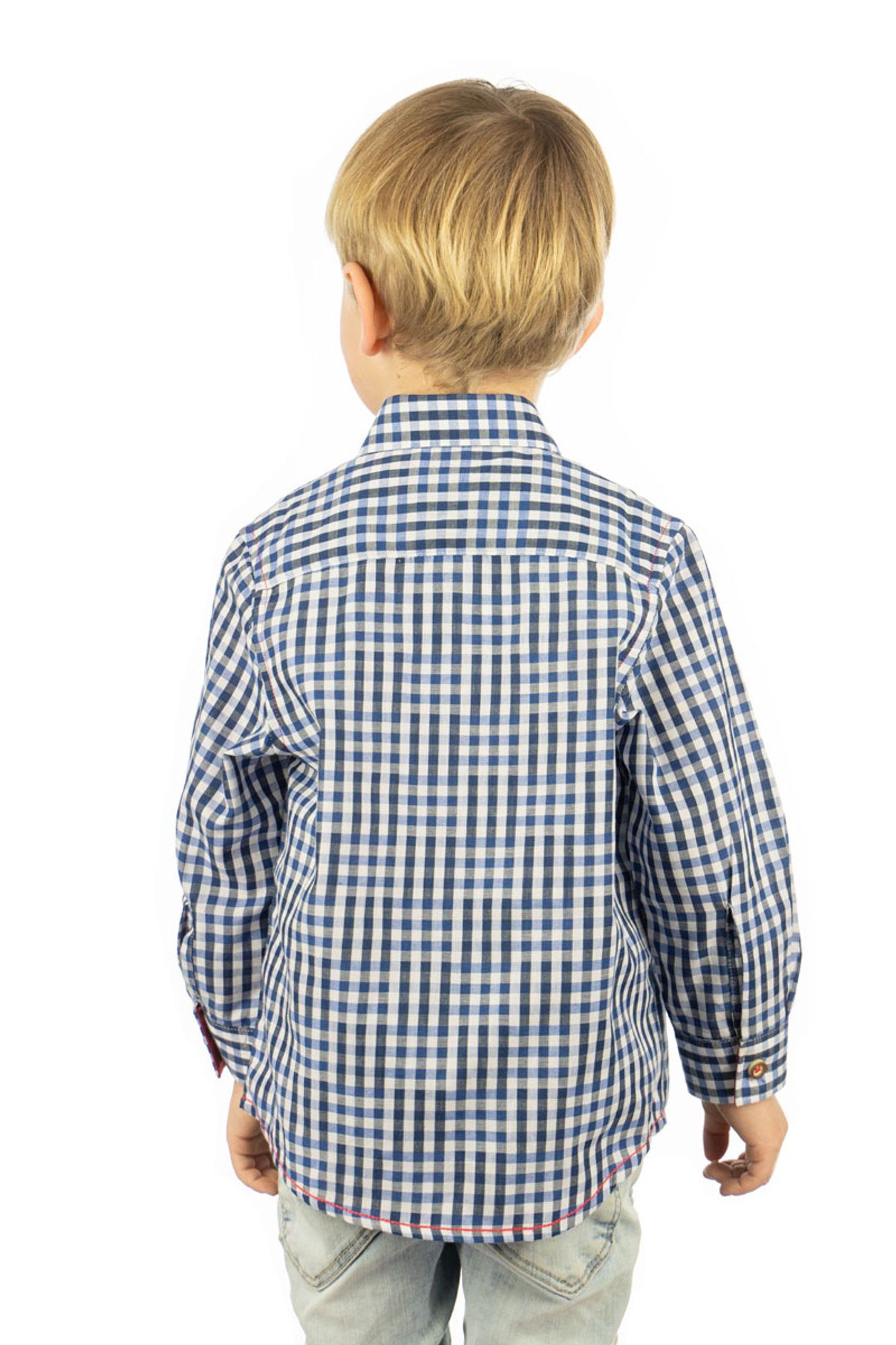 Trachtenhemd 3D-Optik mit OS-Trachten Hemd kornblau Jungen Pexxa Langarm
