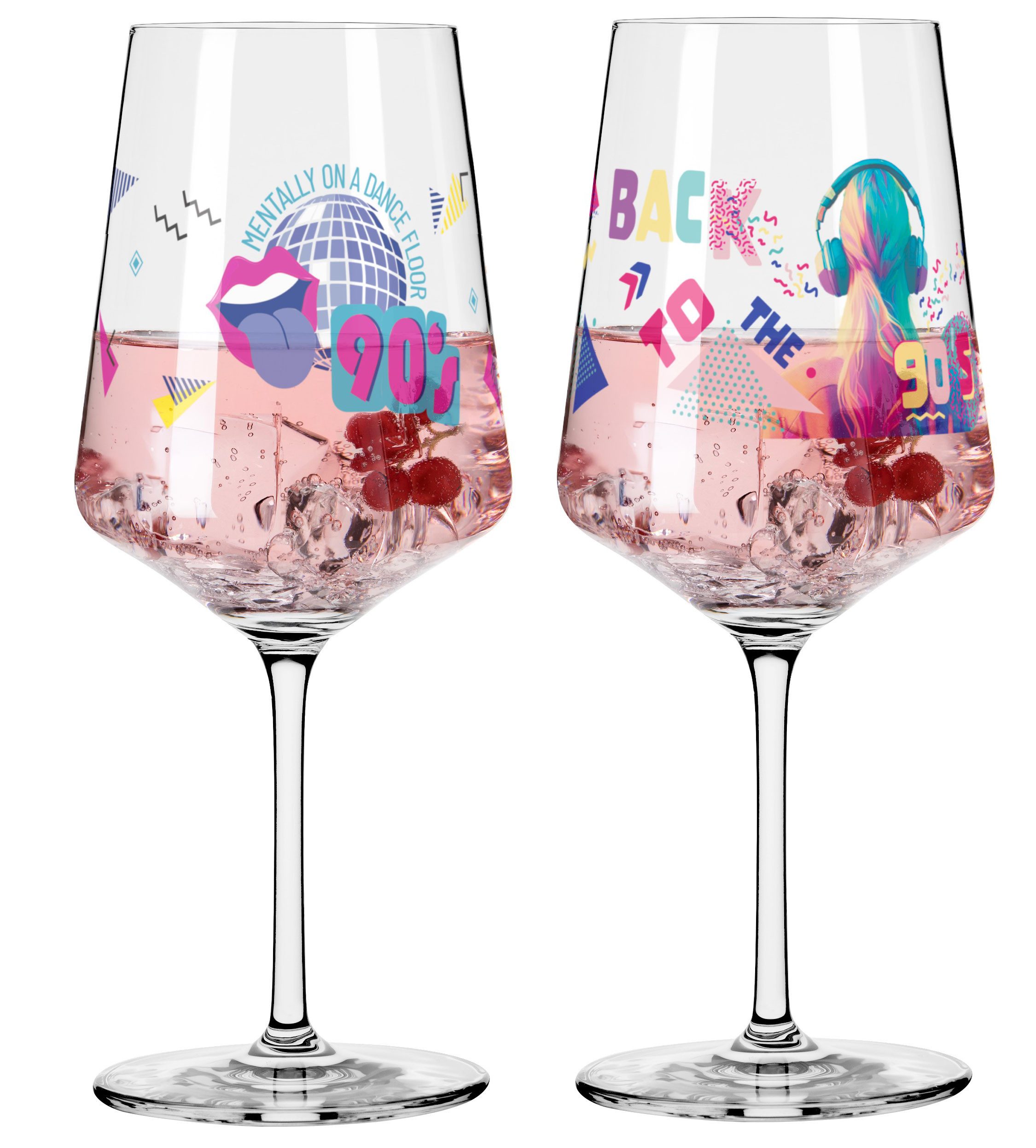 Dekomiro Weinglas RITZENHOFF 2er Set - 90S - COCKTAILGLäser mit Glastuch, 2-tlg., Glas, 2-teilig