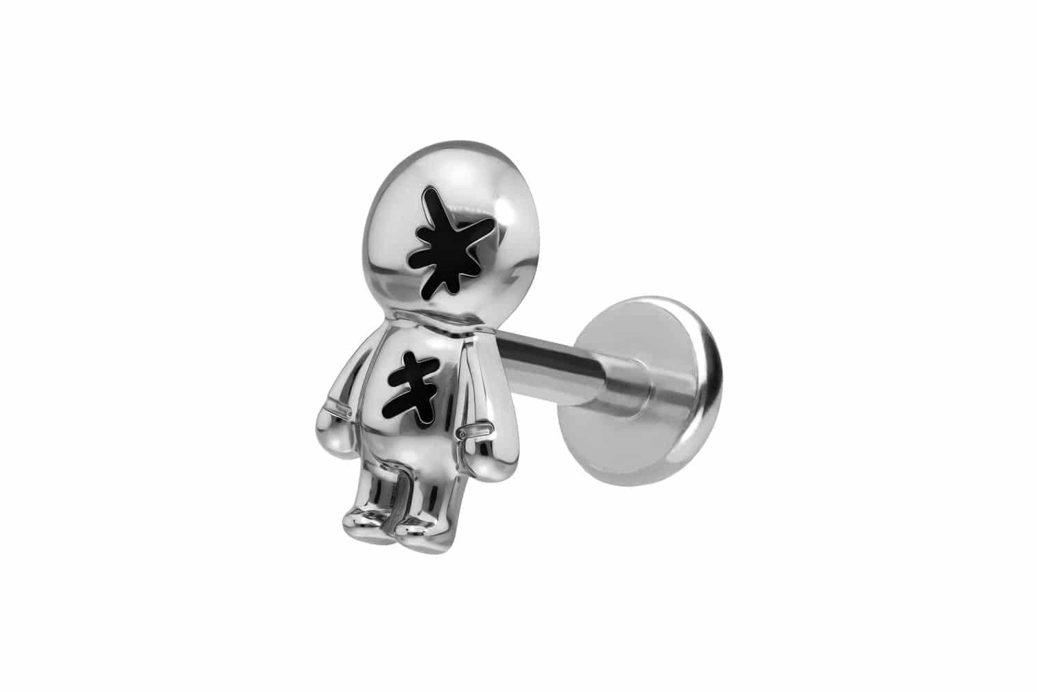 PIERCINGLINE Piercing-Set Titan Labret mit Push Fit PUPPE (Labrets, 1-tlg)