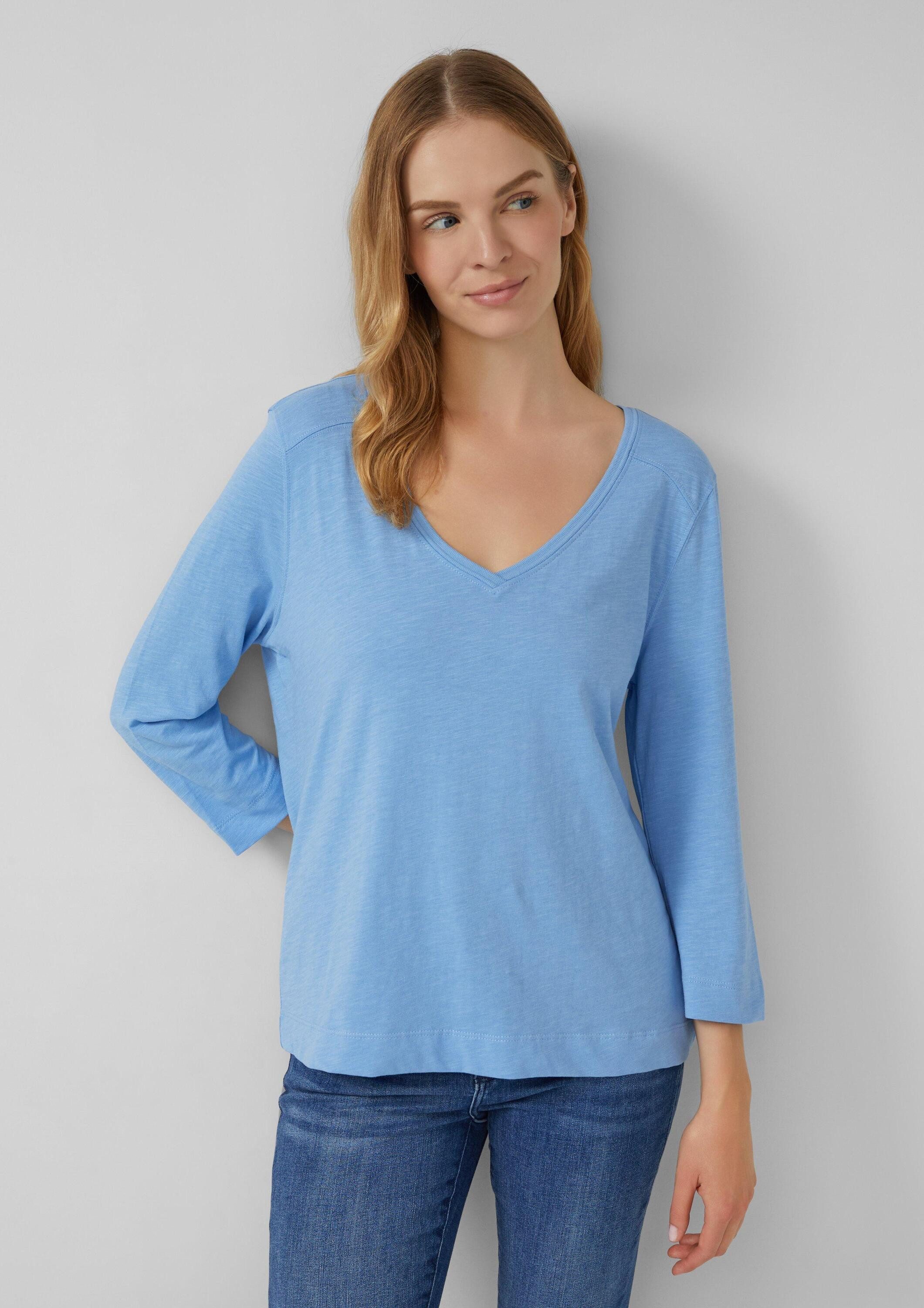 s.Oliver 3/4-Arm-Shirt T-Shirt 3/4-Armshirt aus Baumwoll-Flammgarn mit tief günstig online kaufen