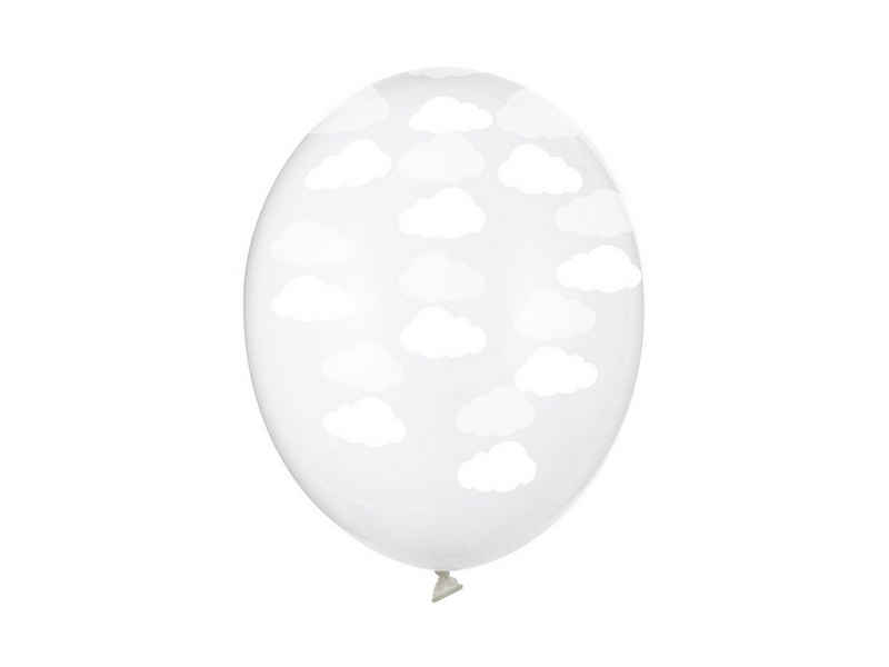 partydeco Luftballon, Luftballons Wolken 30cm transparent weiß 6er Set