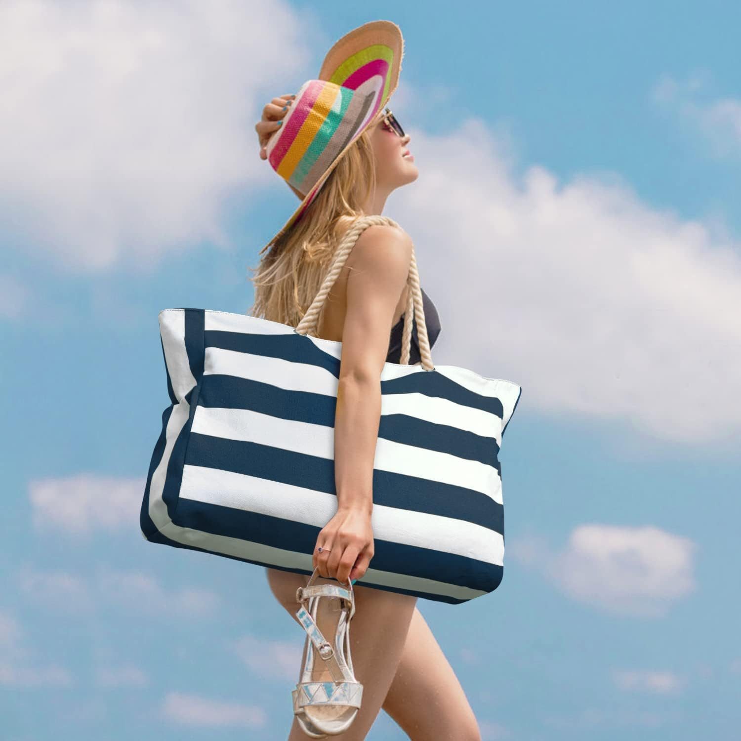 FELIXLEO Strandtasche Strandtasche wasserdicht XXL mit Reißverschluss Faltbar Shopping (1-tlg)