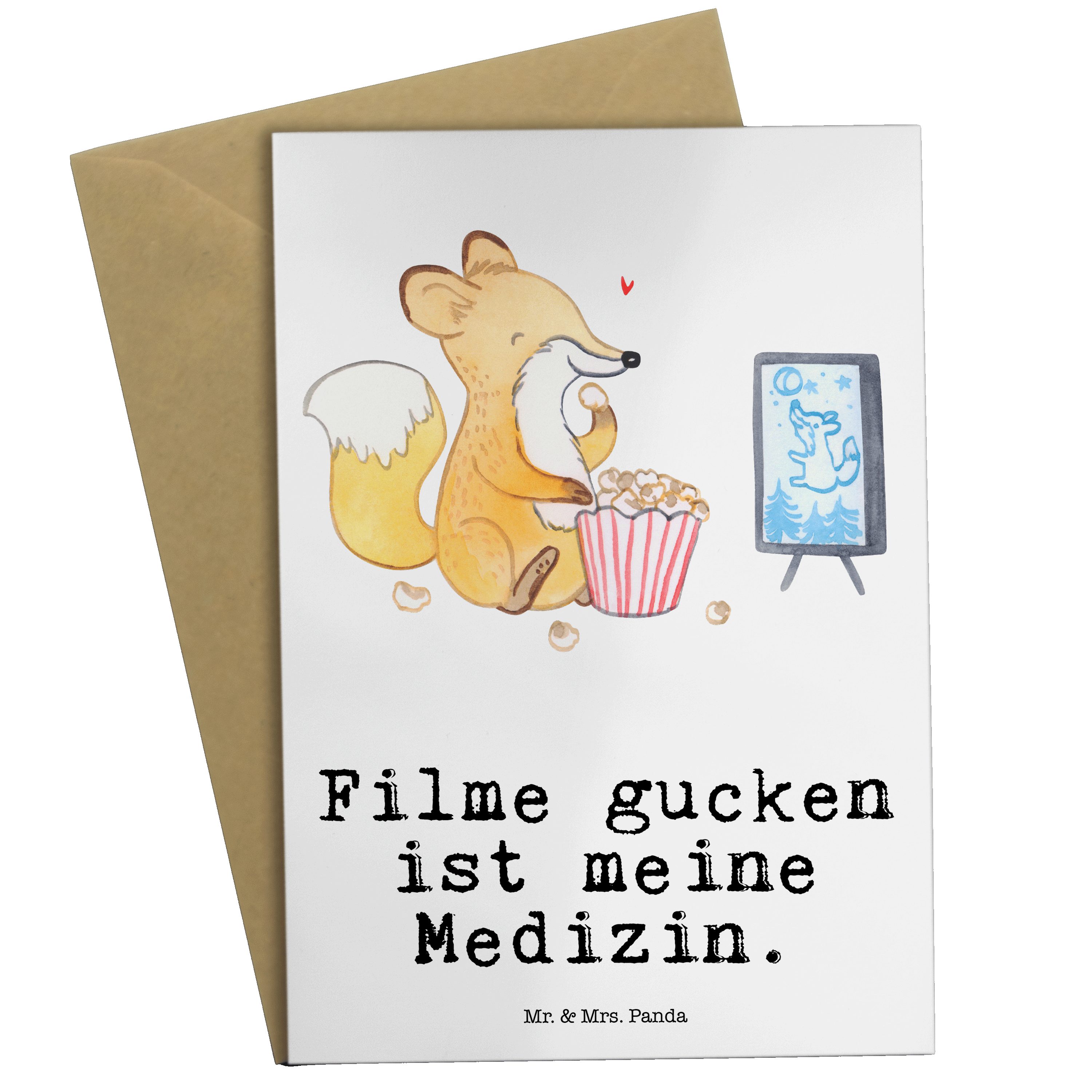 Fuchs & - gucken Medizin Weiß Geschenk, Panda Mr. Filme Grußkarte Mrs. Sportle Hochzeitskarte, -
