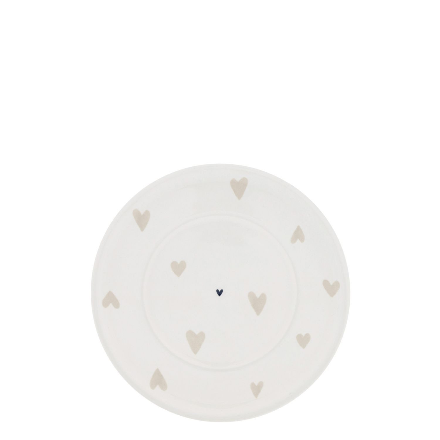 Bastion Collections Untertasse Beige Titan, Spülmaschinengeeignet, Weiß, Herzen, ⌀ 15cm, Weiß, Herzen, H: 1,7cm