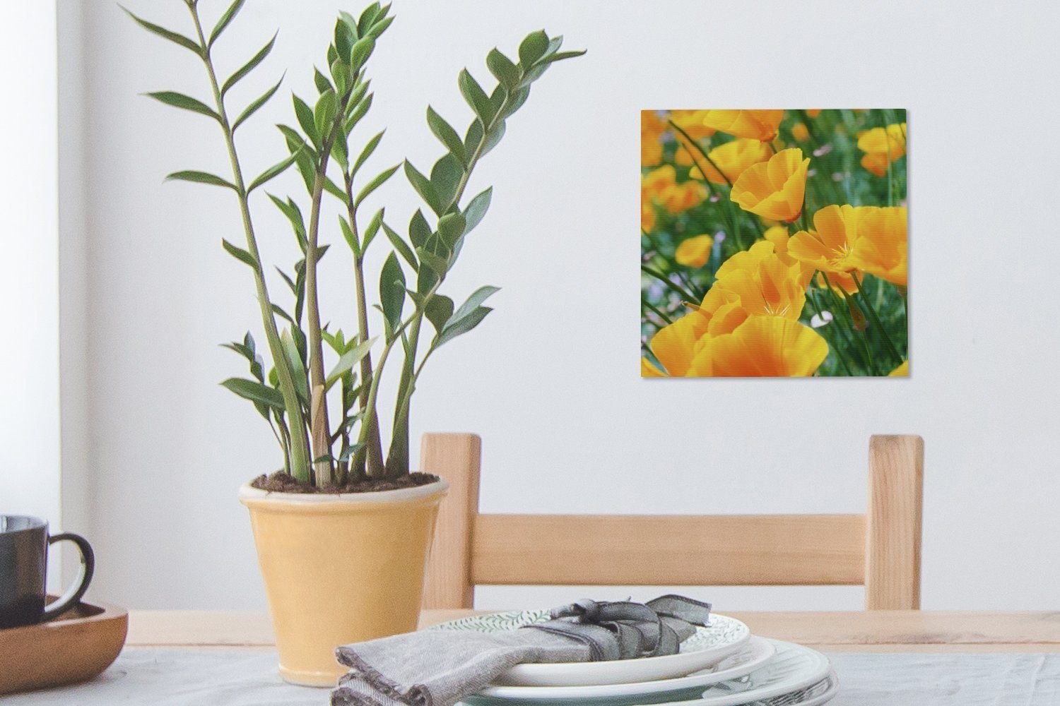Garten - für St), Schlafzimmer - Blumen bunt OneMillionCanvasses® Wohnzimmer Leinwand Orange, Bilder Leinwandbild (1