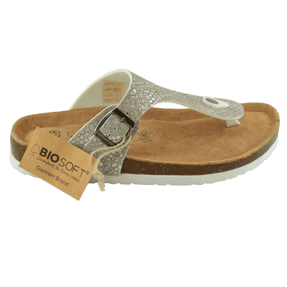 Größe - Comfort 43 & Damen Biosoft Sandalen Sandale LAURA 37 Walk Easy Silber