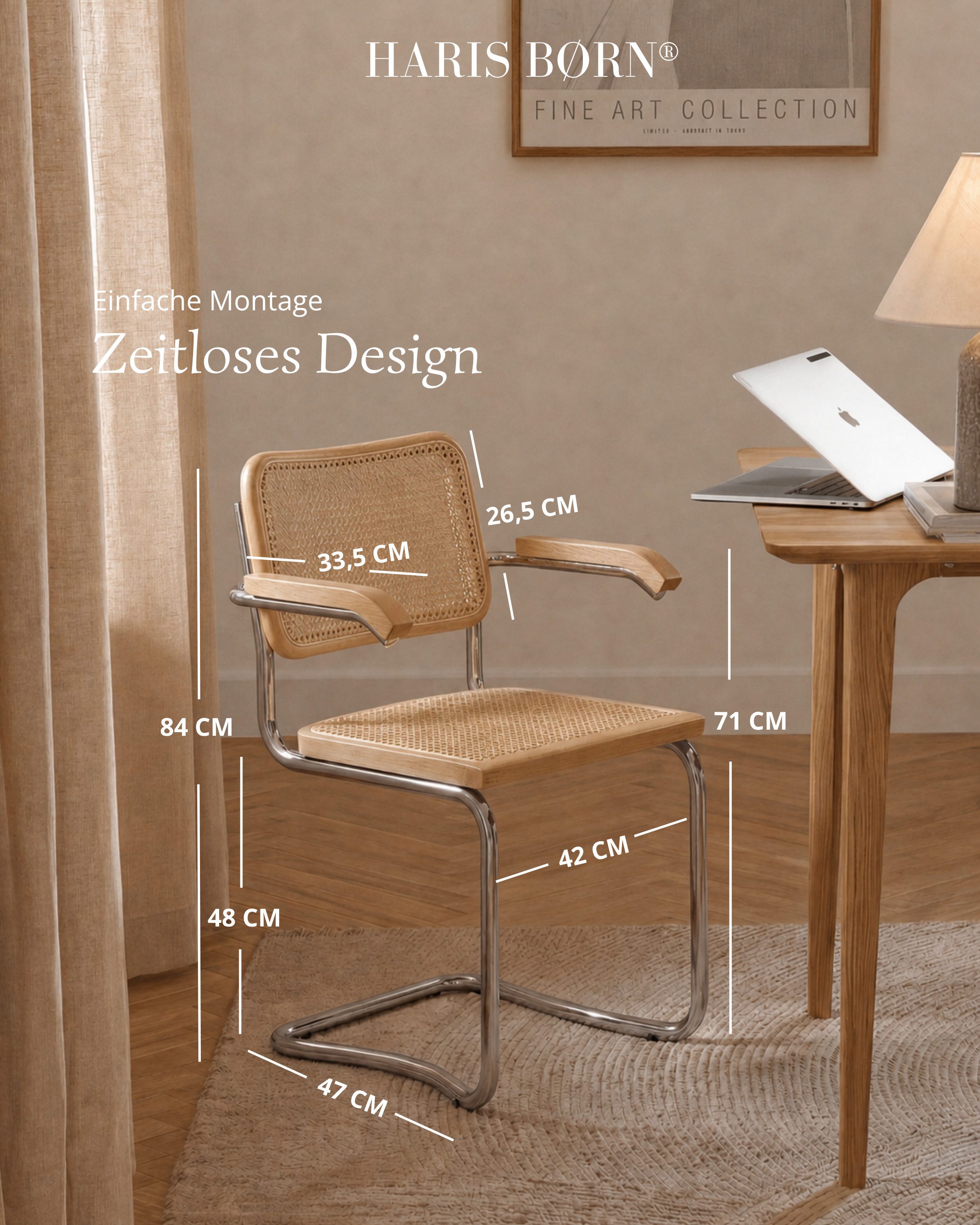 Haris Børn Freischwinger Wiener Geflecht - Handgefertigt in Italien - Premium Schwingstuhl (Set, 2 St), Hochwertige Freischwinger Stühle - Rattanstühle fürs Esszimmer