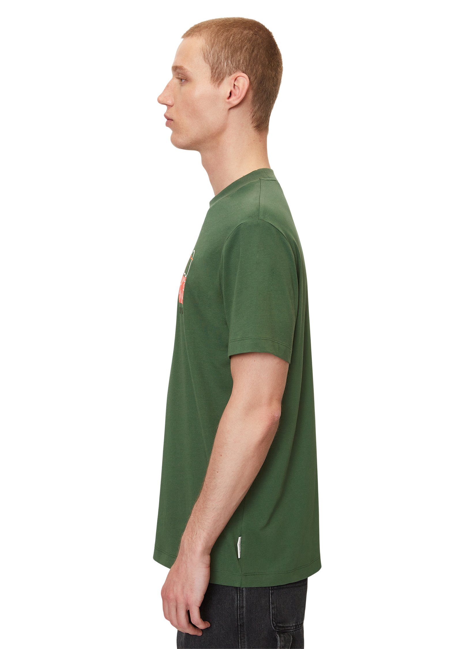 nach grün Marc O'Polo je Farbe Rückenprint T-Shirt markantem mit DENIM