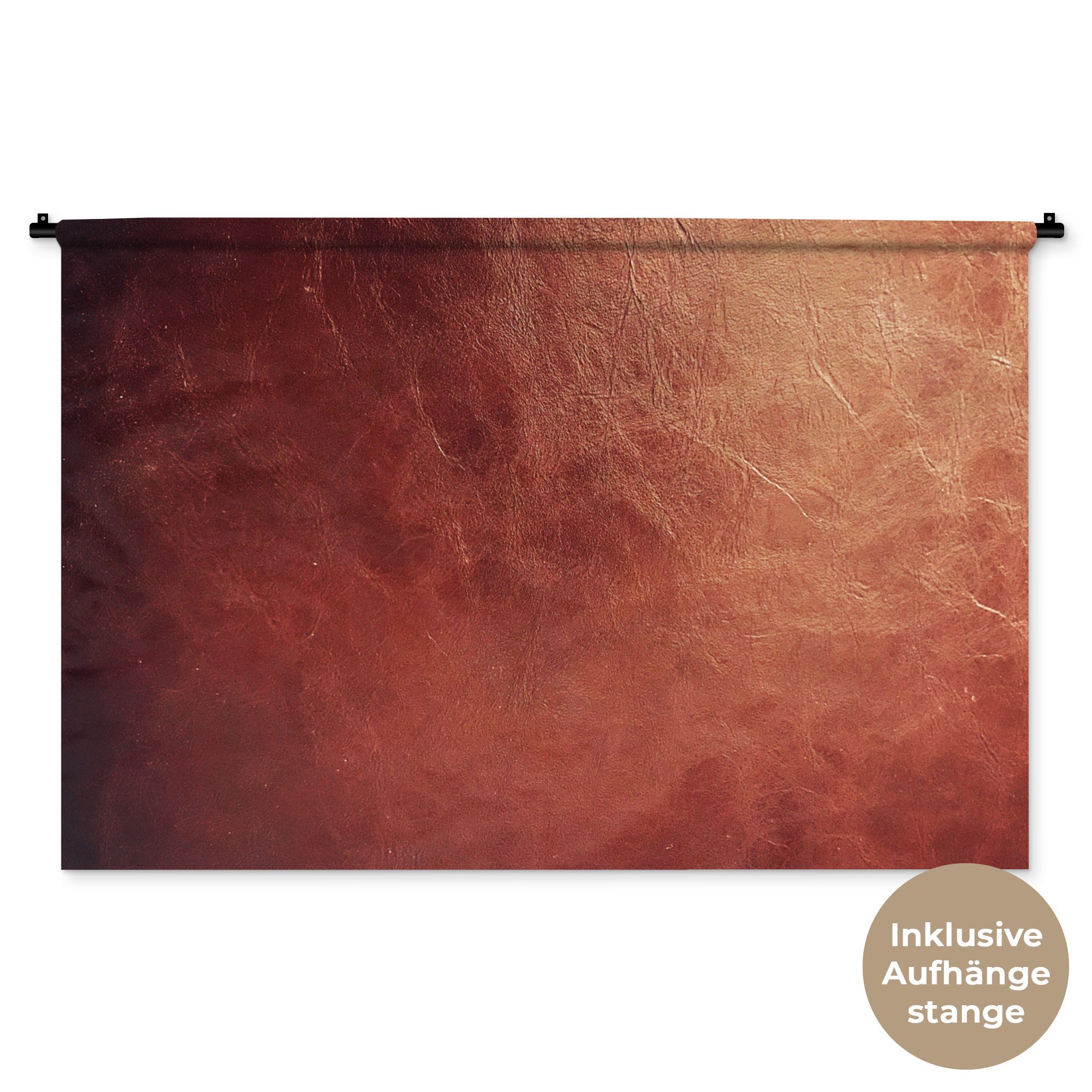 MuchoWow Wandteppich Leder - Lederoptik - Braun - Hell, Rechteckig, Höhe: 3 mm, Wandtuch, Wanddekoobjekt, 120x80 cm