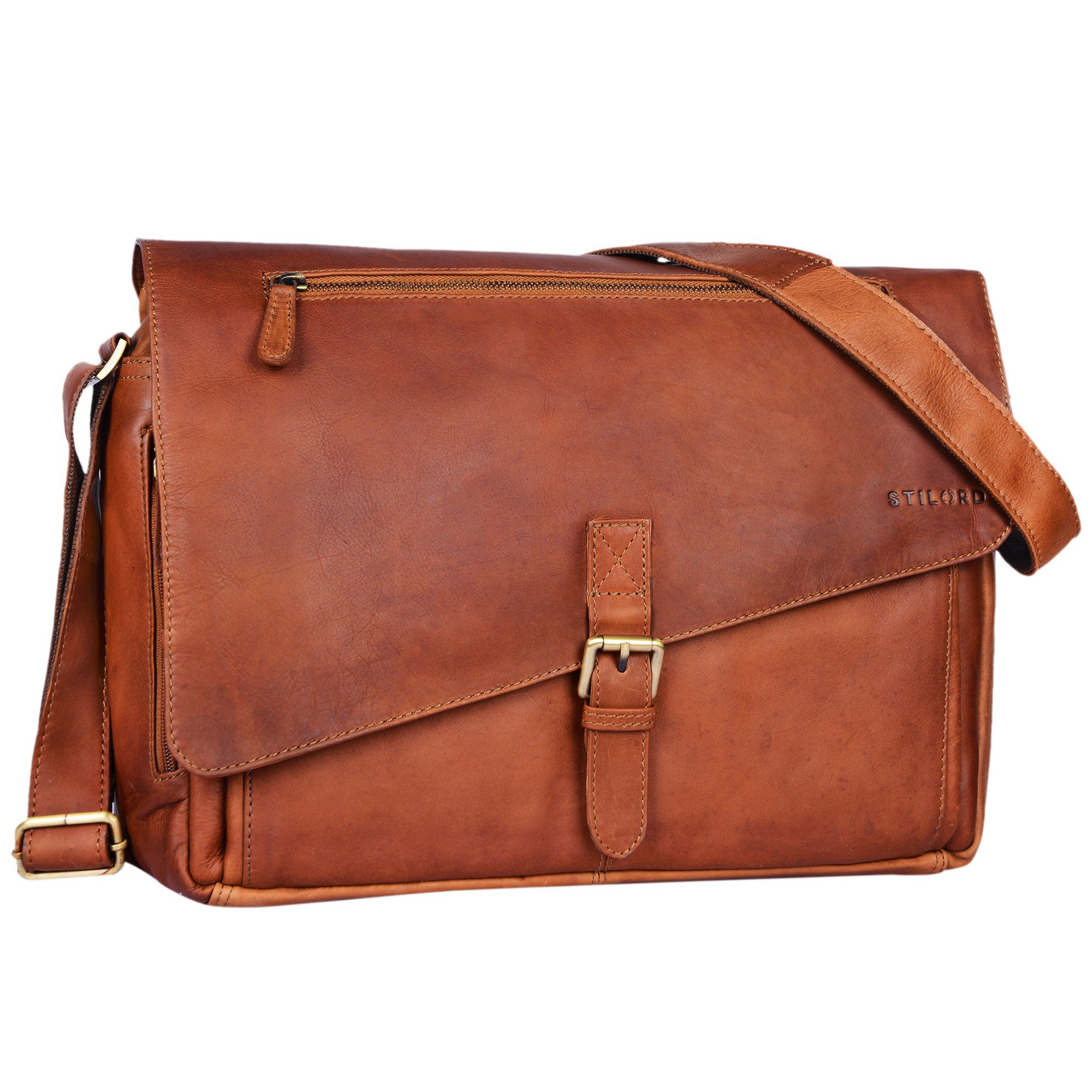 Laptoptasche "Merlin" Vintage Leder Umhängetasche