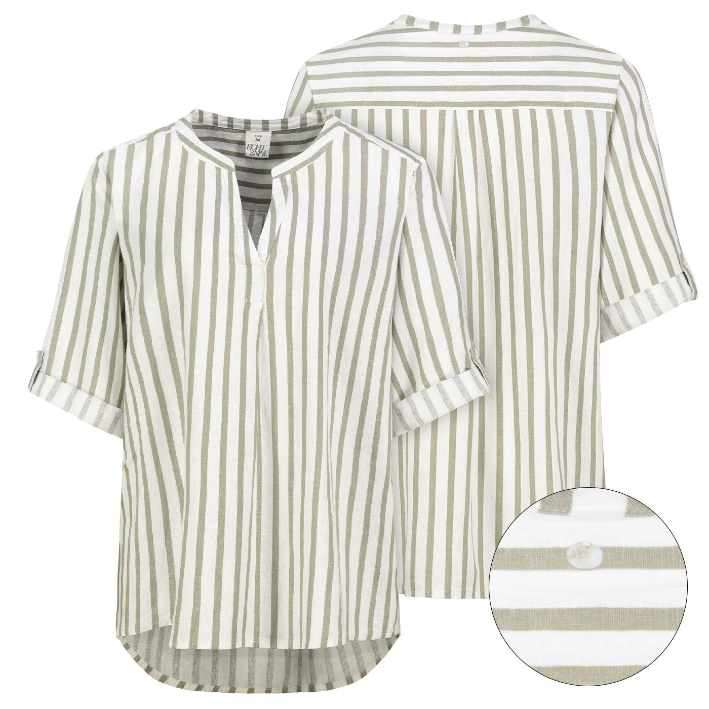 Eight2Nine Hemdbluse Eight2nine Damen Leinen Bluse atmungsaktiv Kurzarmbluse Sommer Urlaub