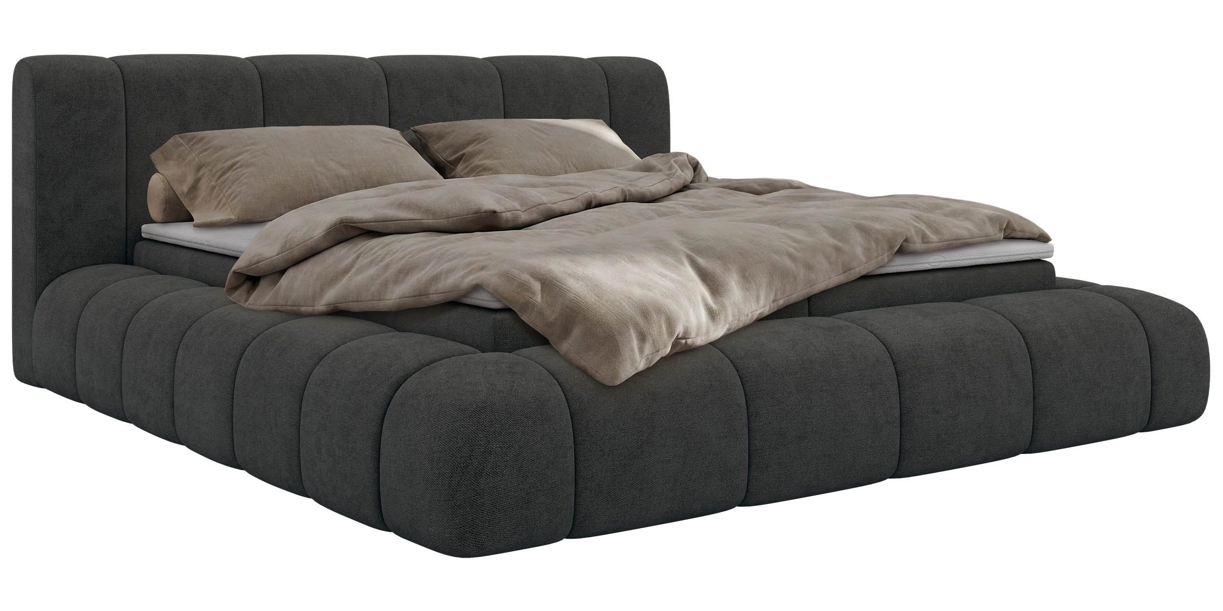 MKS MÖBEL Boxspringbett NUBEA (Komplettbett, Set, inkl. 2 Bettkästen, Matratze H3/H4 und Topper Visco oder T25), Feder-Hebemechanik, 7-Zonen-Multipocket-Matratze, Bett mit Kopfteil