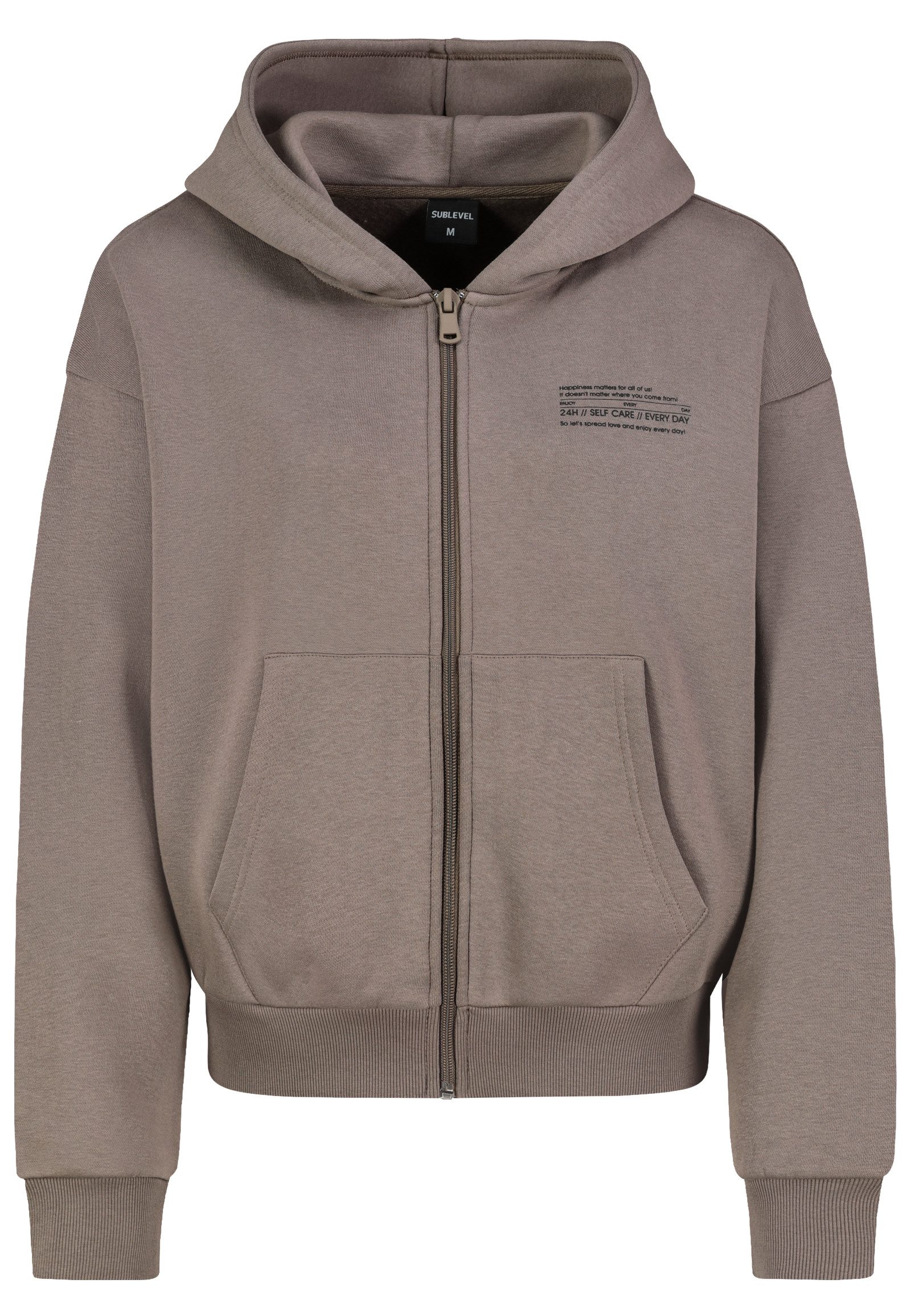 SUBLEVEL Kapuzensweatjacke Damen Sweatjacke mit Logoprint Hoodie mit Reißverschluss, Oversize Fit