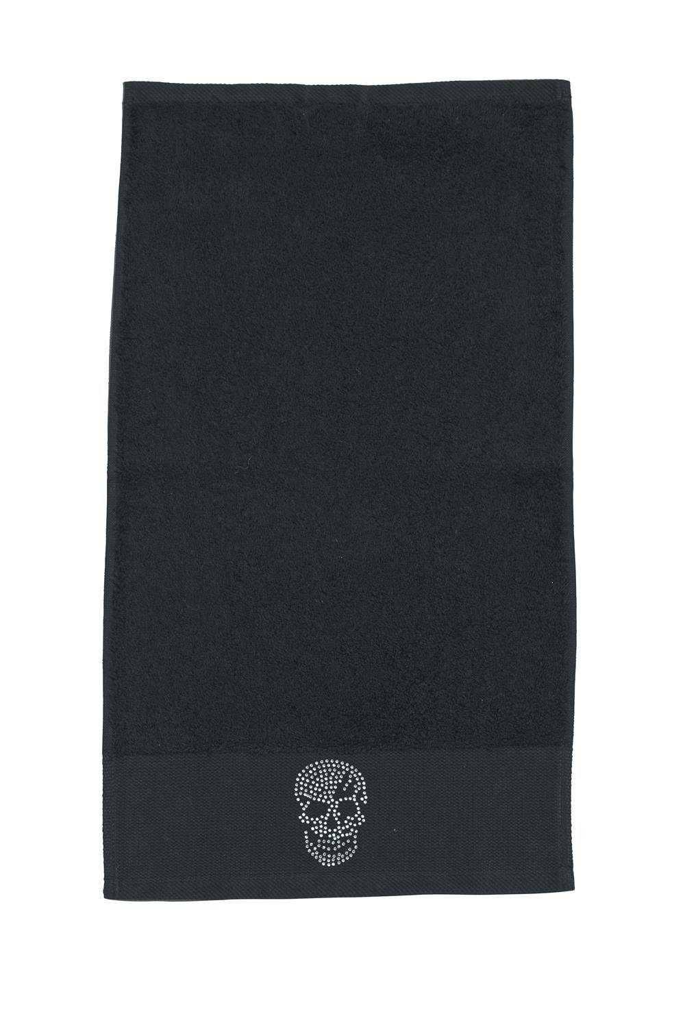 done.® the orange difference Handtuch Skull Totenkopf schwarz 50x100cm  Handtuch fürs Bad, Baumwolle (1-St), Applikation Strasssteine Totenkopf