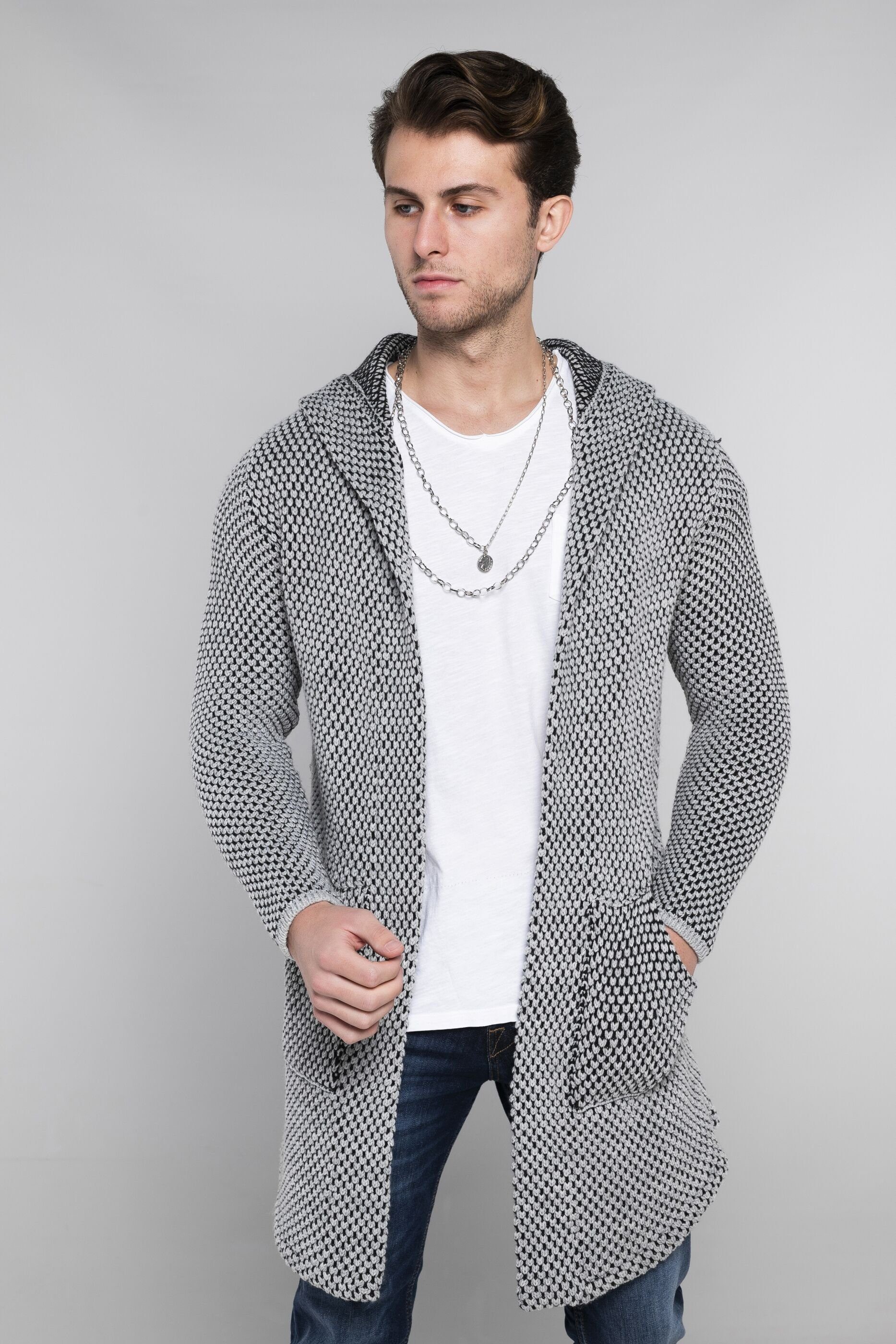 CARISMA Grau Kapuze Strickjacke mit