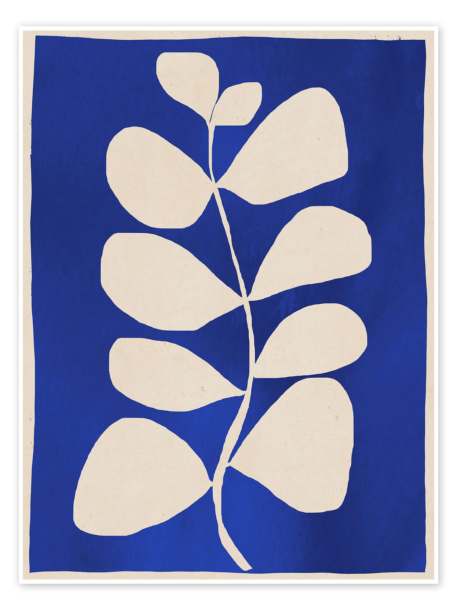 Posterlounge Wandbild Abstrakte minimale Pflanze in Kobaltblau, ThingDesign, erhältlich als Poster, Leinwandbild, Wandsticker oder Acrylglasbild