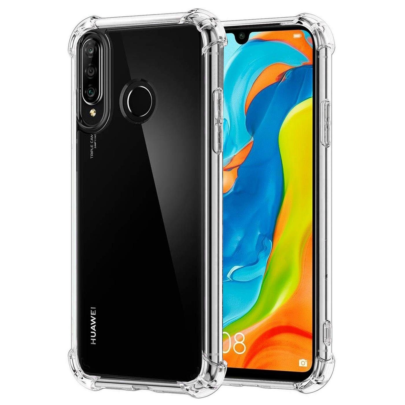 CoolGadget Handyhülle Anti Shock Rugged Case für Huawei P30 Lite 6,2 Zoll, Slim Cover mit Kantenschutz Schutzhülle für P30 Lite Hülle Transparent