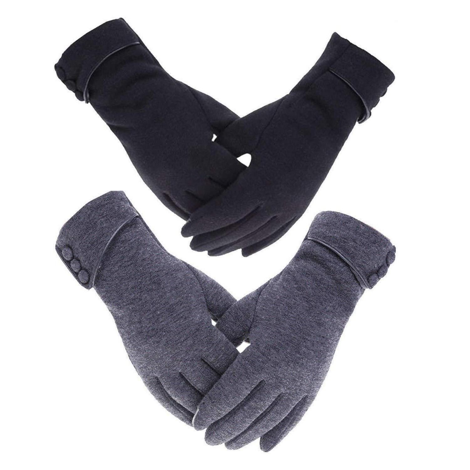 LuxusKollektion Winter-Arbeitshandschuhe Winterhandschuhe Damen Touchscreen gefüttert schwarzgrau (1-St)