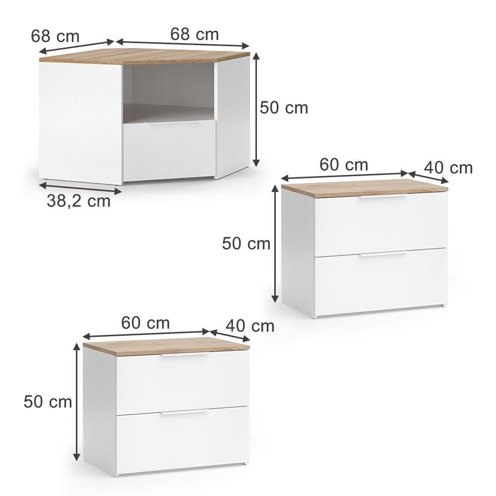 Vicco Wohnwand Wido, Weiß/Sonoma, 3 Teile, (3-St)