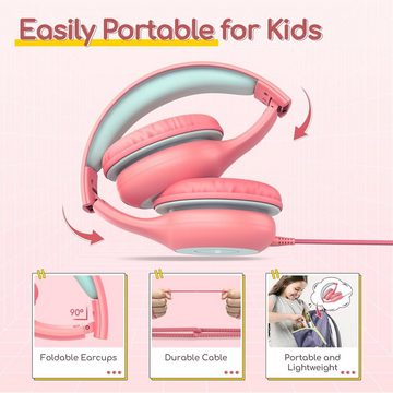 Earfun Kinder mit Kabel, 85/94dB Lautstärkenbegrenzer, Faltbare, Einstellbar Headset (Anpassbares und faltbares Design für maximale Flexibilität., Stereo Sound, HD-Mikrofon, Audio-Sharing, Over Ear Kinderkopfhörer)