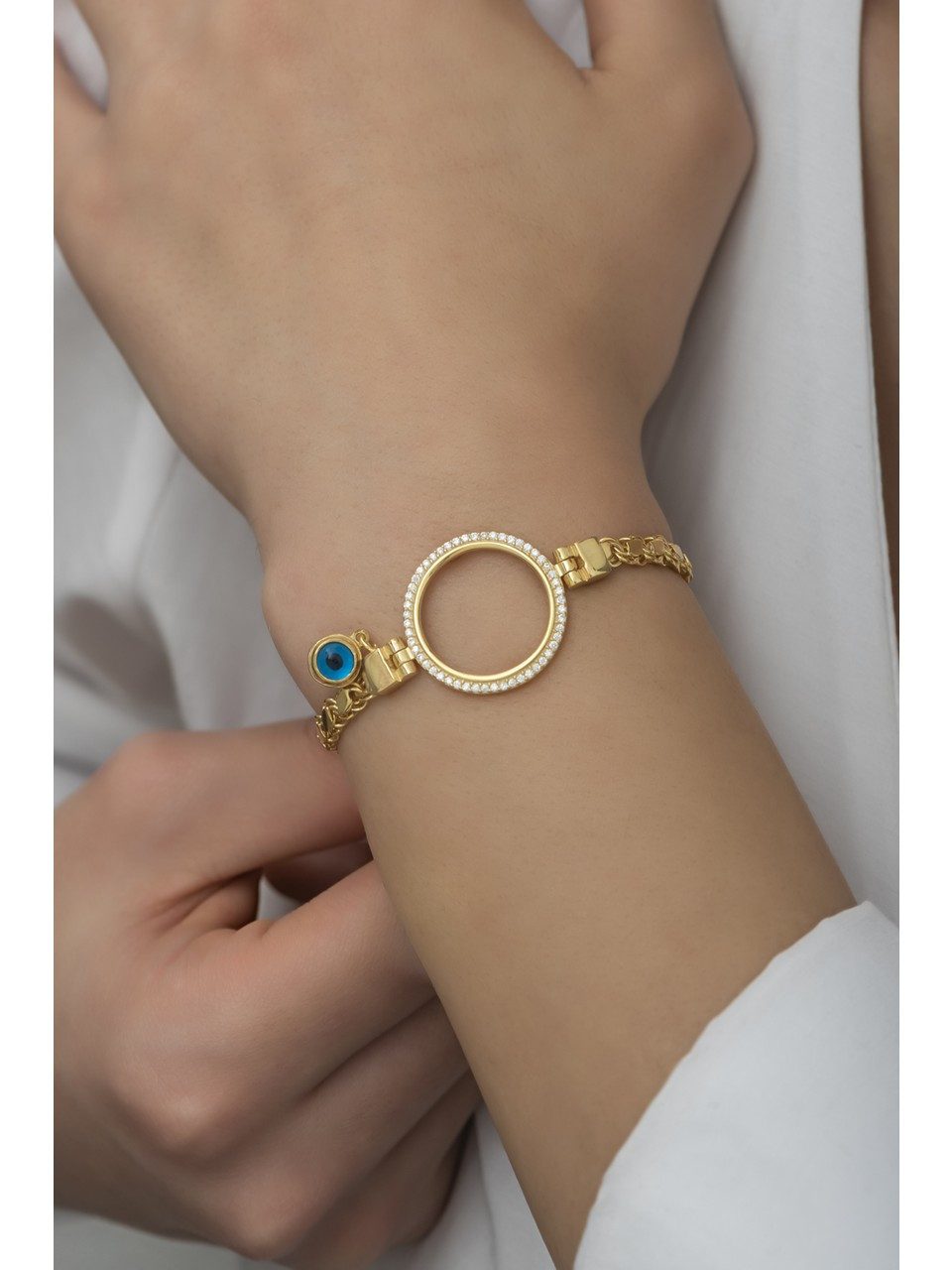 Nisan Ketten und Armband Set, Silber Armband, Nazar-Auge, Goldplattiert, Pu günstig online kaufen