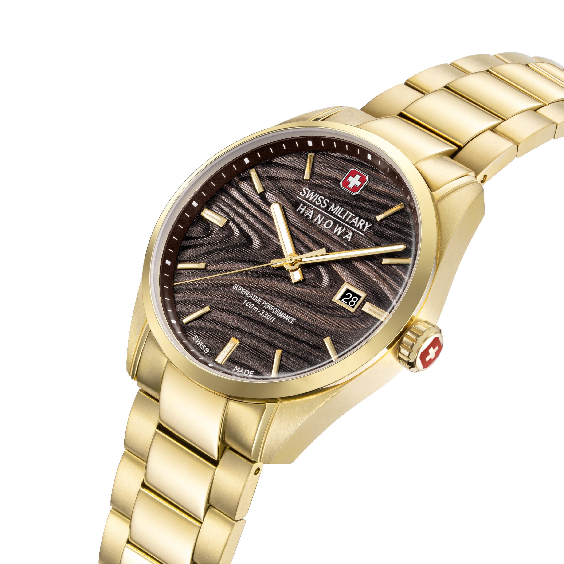 Swiss Military Hanowa Quarzuhr Golden Beech SMWGH0006010, Armbanduhr, Herrenuhr, Swiss Made, Edelstahlarmband, analog, Tag