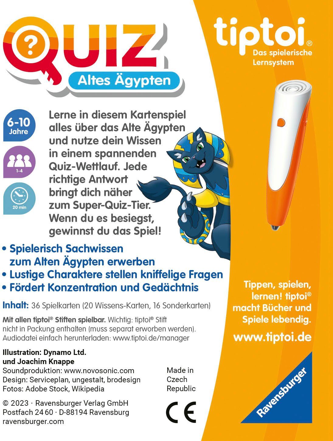 Ravensburger Spiel tiptoi® Quiz Altes Ägypten, Kinderspiel, Made in Europe