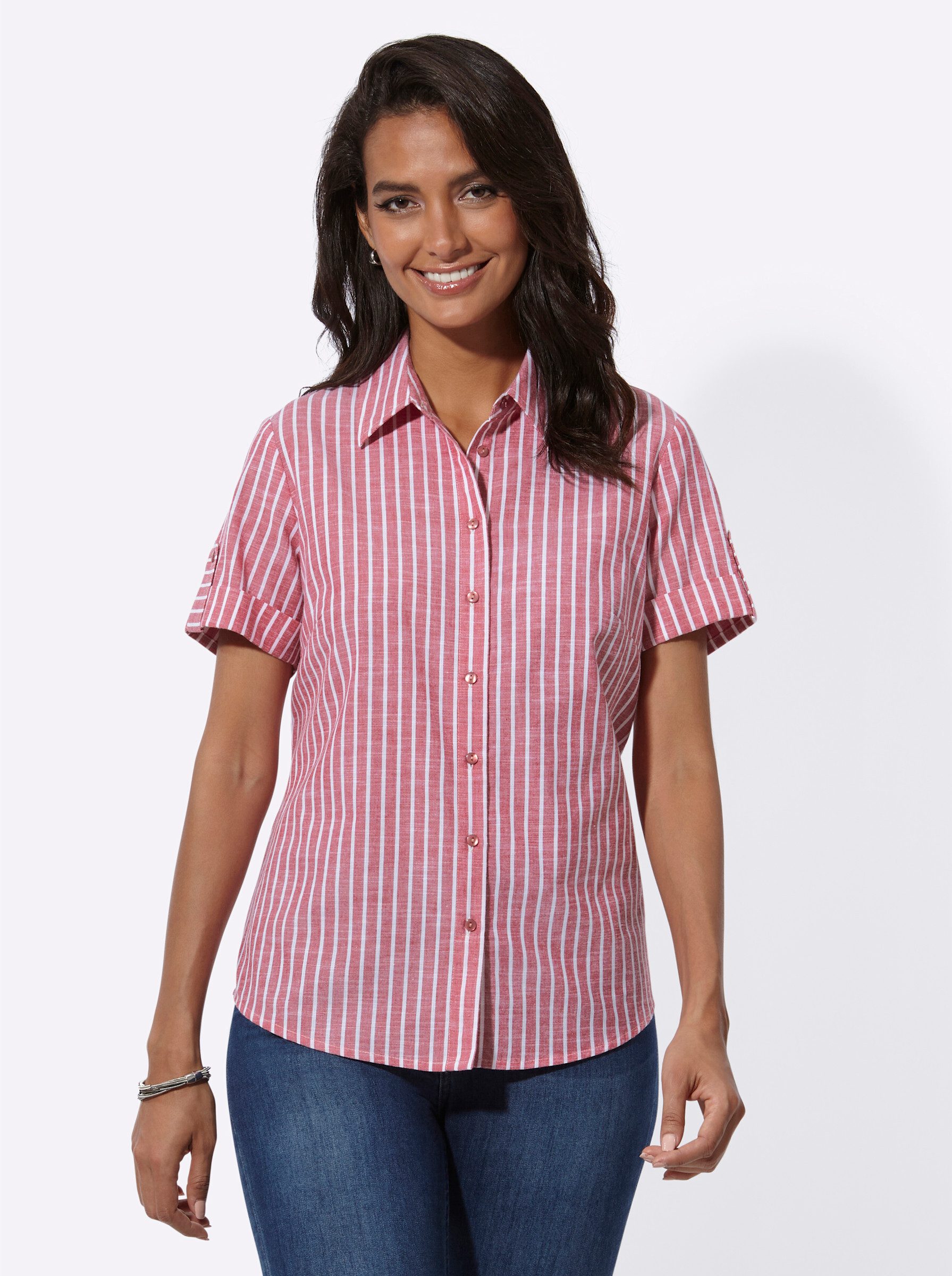 Witt Klassische Bluse Streifenbluse Kurzarm