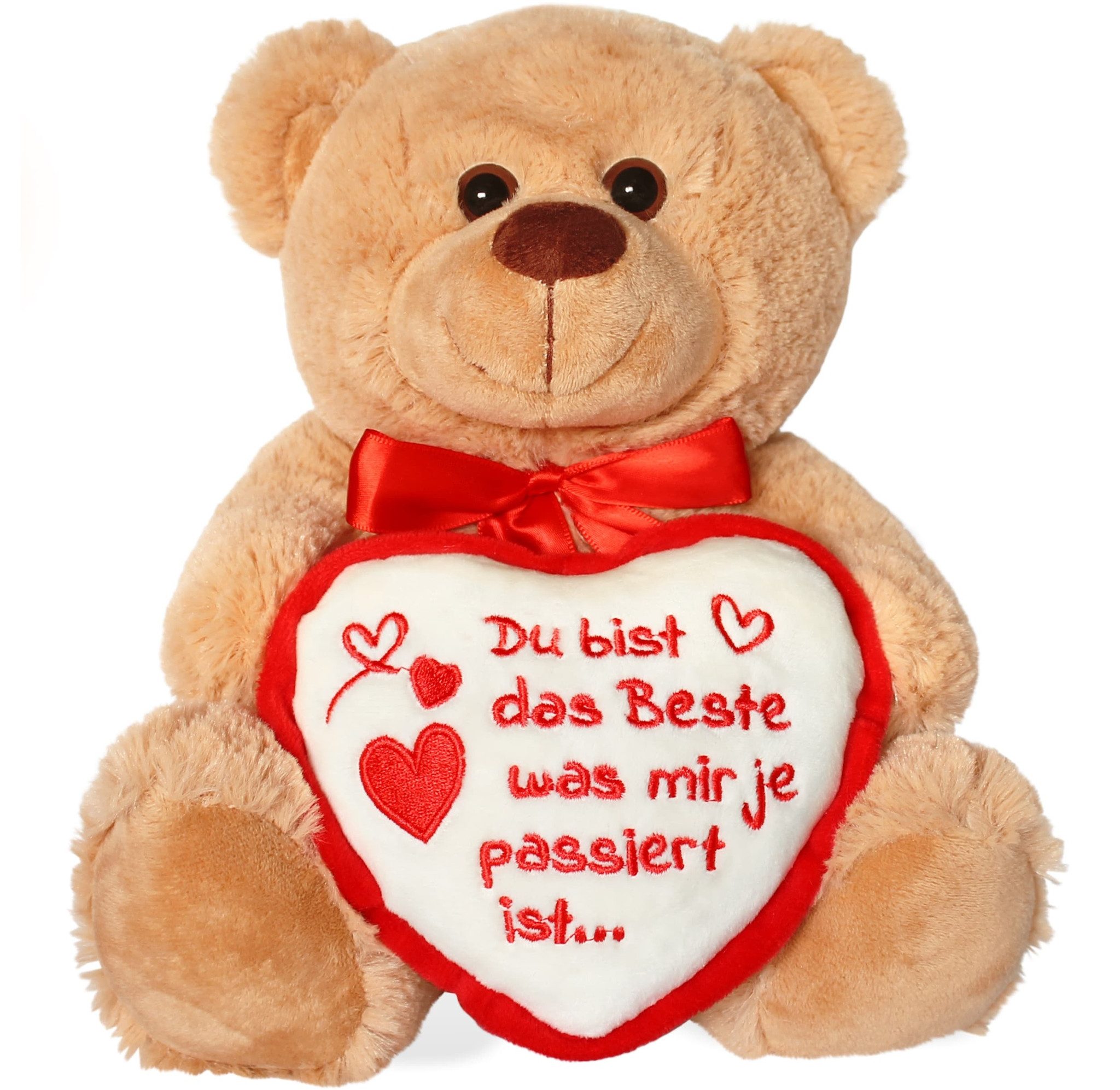 matches21 HOME & HOBBY Plüschfigur Teddybär mit Herz Du bist das Beste brau günstig online kaufen