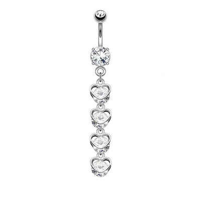 Taffstyle Bauchnabelpiercing Piercing Chirurgenstahl Kristall Herzen, Bauchnabelpiercing Bauch Bauchnabel Banane Stecker Anhänger Kette