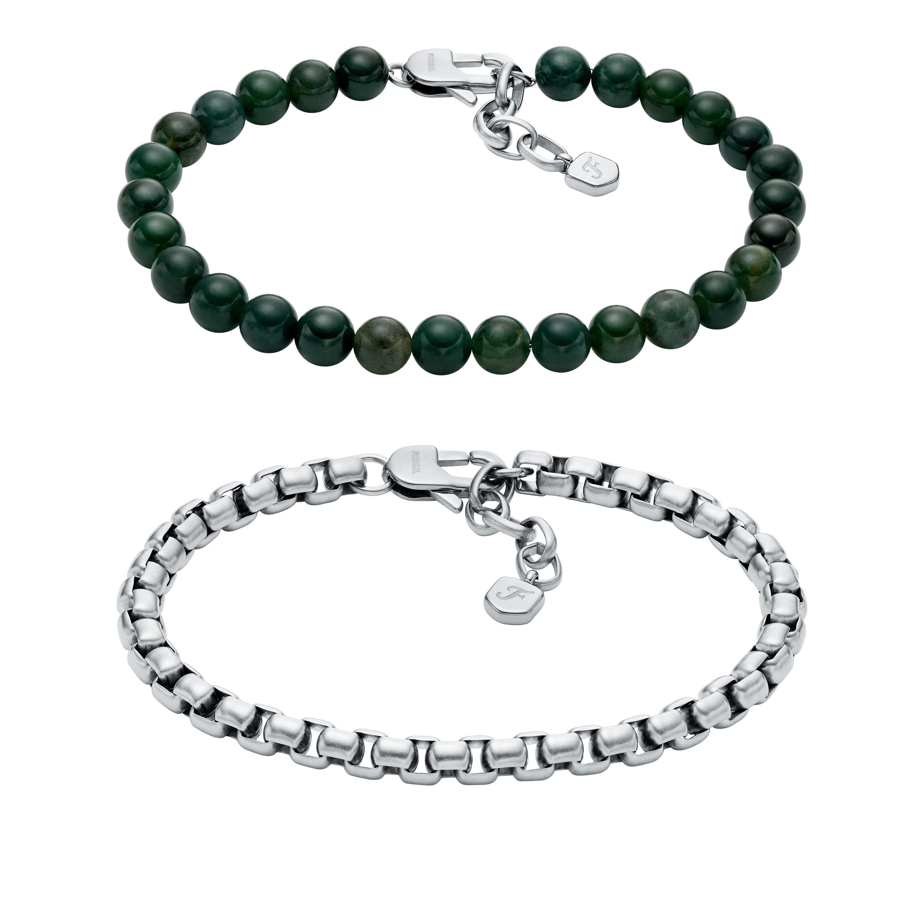 Fossil Armband Set Ювелирные изделия Geschenk Edelstahl Armschmuck JEWELRY (Set, 2-tlg), mit Achat