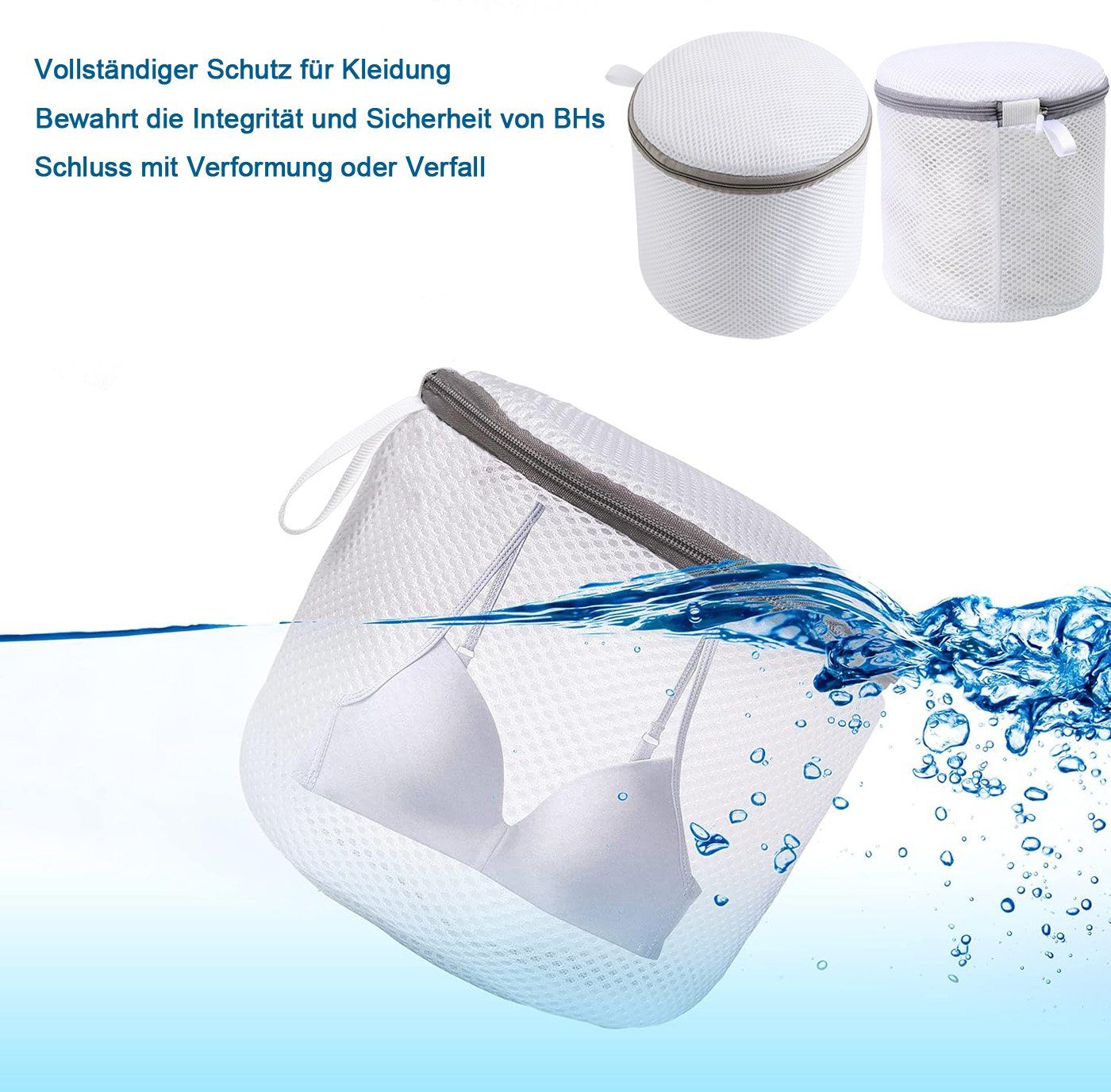 Silikon-BH-Waschbeutel, 2 Stück – Für Waschmaschine & Trockner, Schützt BHs Größe A-E, Rosa & Lila, Mit Knopfverschluss