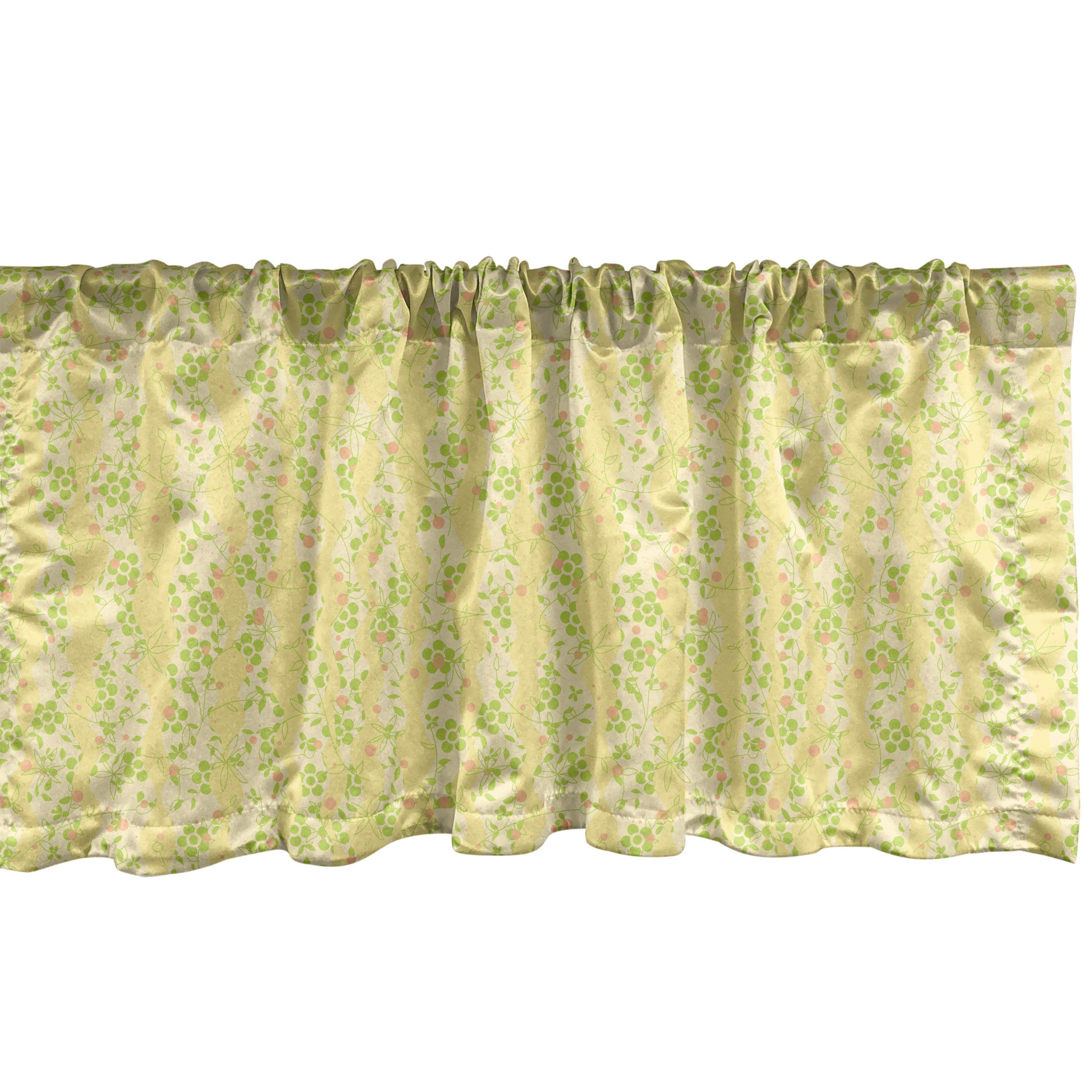 Scheibengardine Vorhang Volant für Küche Schlafzimmer Dekor mit Stangentasche, Abakuhaus, Microfaser, Blumen Pastellblumen-Blüten-Kunst