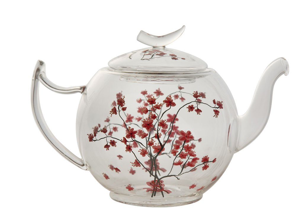 TeaLogic Teeservice Teekanne 1,2 l Glas Dekor Cherry Blossom (2-tlg), 4 Personen, Glas, Teekanne 1,2l