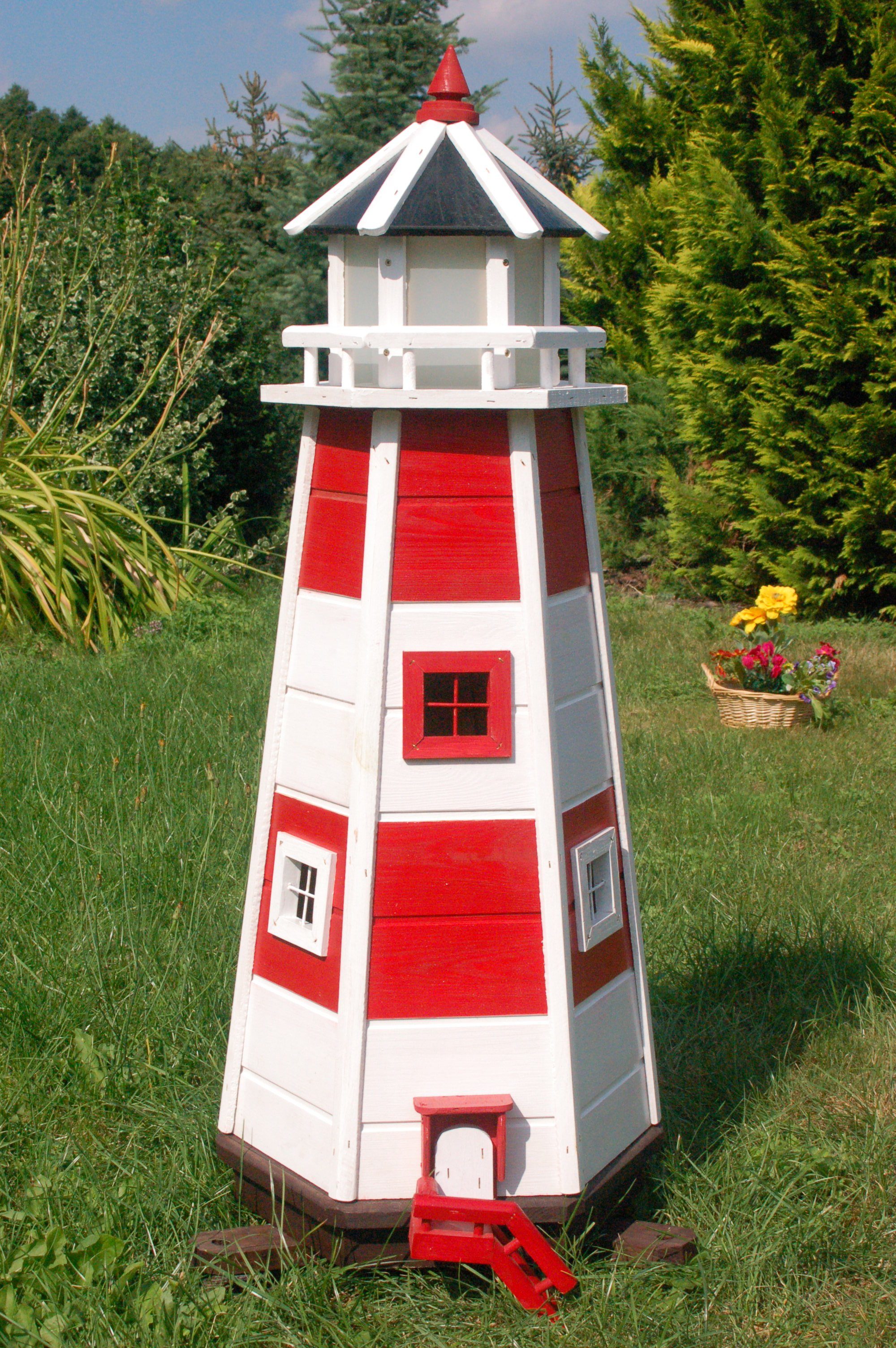 DSH DEKO SHOP HANNUSCH Gartenfigur mit 230 Holz rot/weiß m Leuchtturm bunter V 1,10 aus Beleuchtung