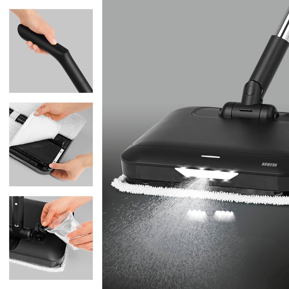 MAXXMEE Akku-Wischmopp Akku-Vibrationsmopp - Bodenwischer, 35 W, Midnight Black Edition schwarz 240V