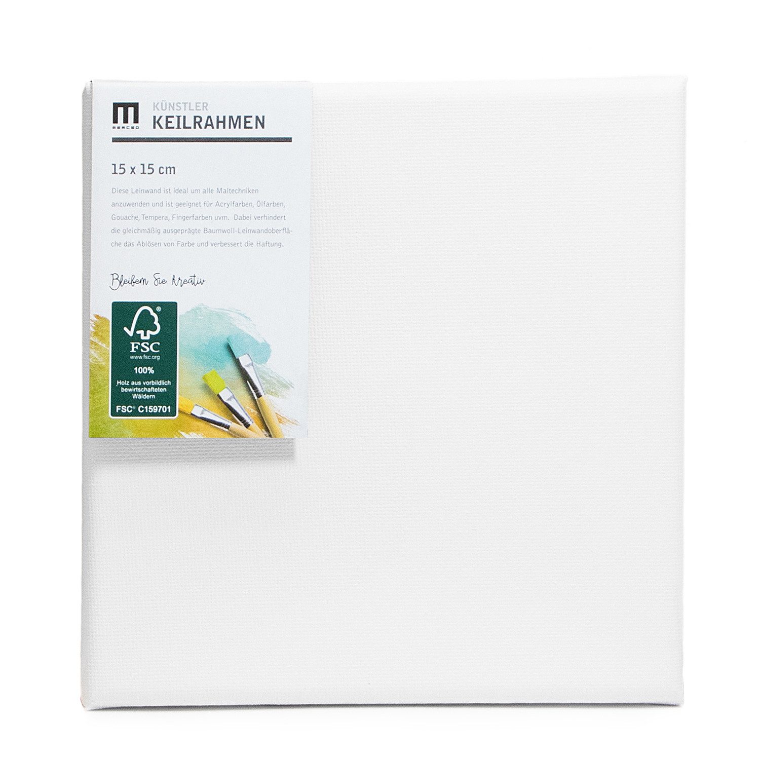 M MERCEO Leinwand, 5er-Set Leinwand 15x15cm (zum Bemalen, Baumwolle, Keilrahmen, 280g/m)