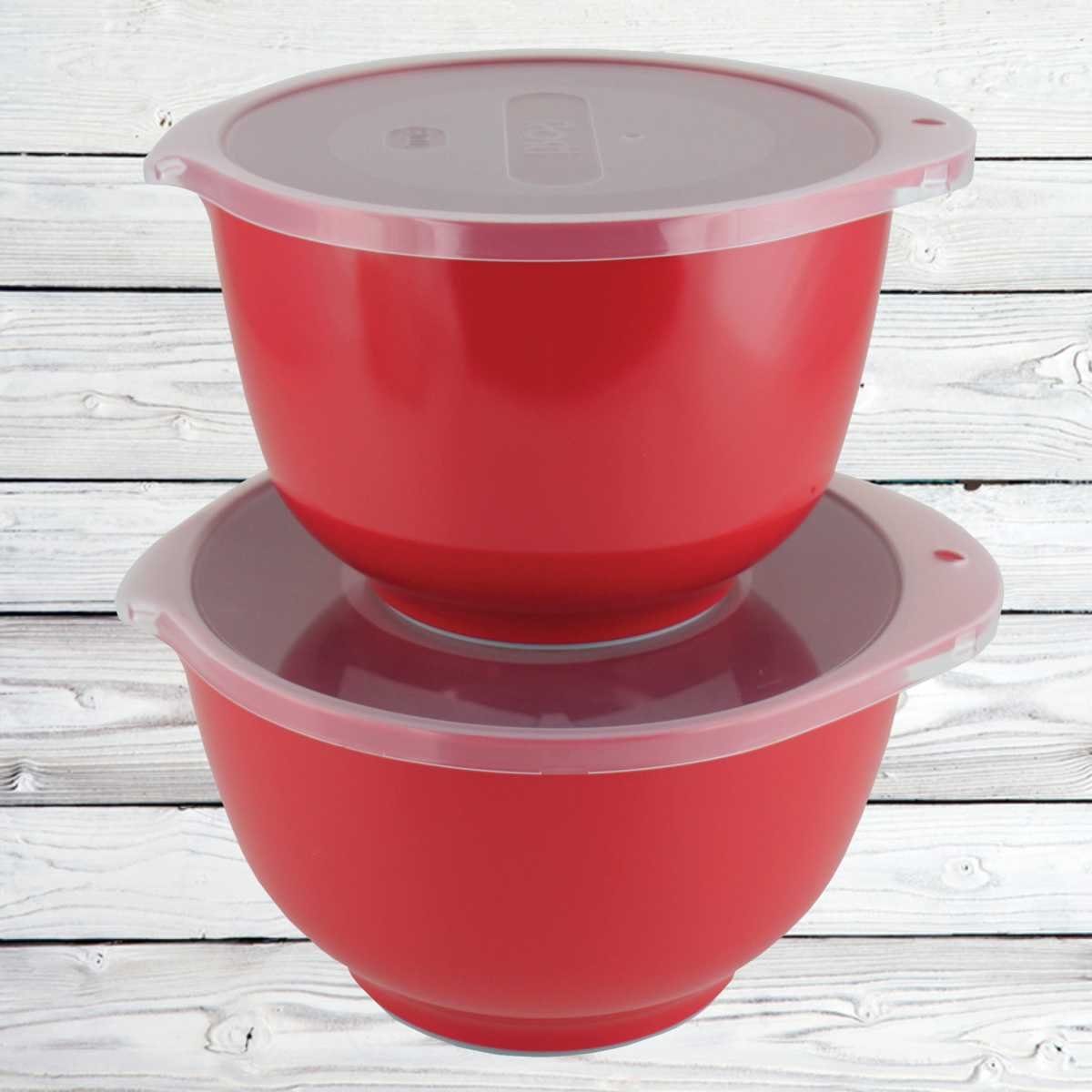 ROSTI Rührschüssel ROSTI Schüssel 2-er Set MARGRETHE rot ca 2+3L mit Deckel, RO-244727, Melamin, (2er Set)