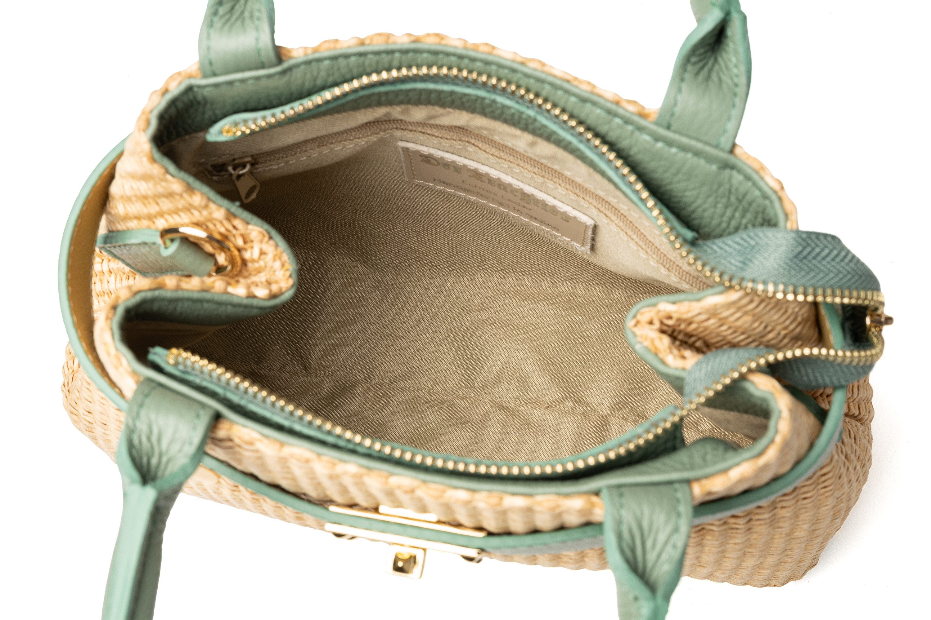 Der Trachtler Trachtentasche Damen Raffia-Tasche mit Lederdetails, - Made in Italy