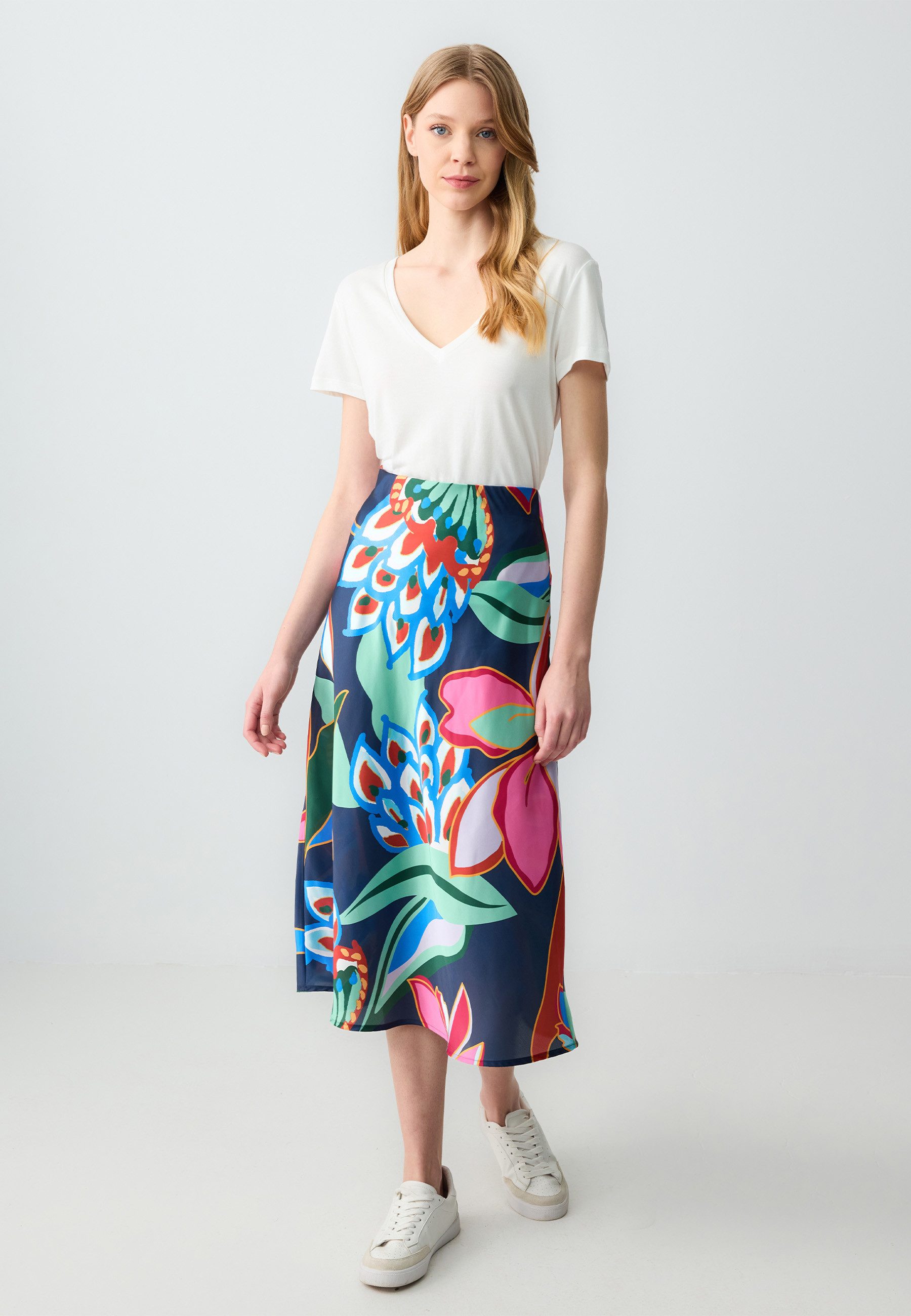 Minirock Regular Fit Hoge Taille Geweven Veelkleurige Rok