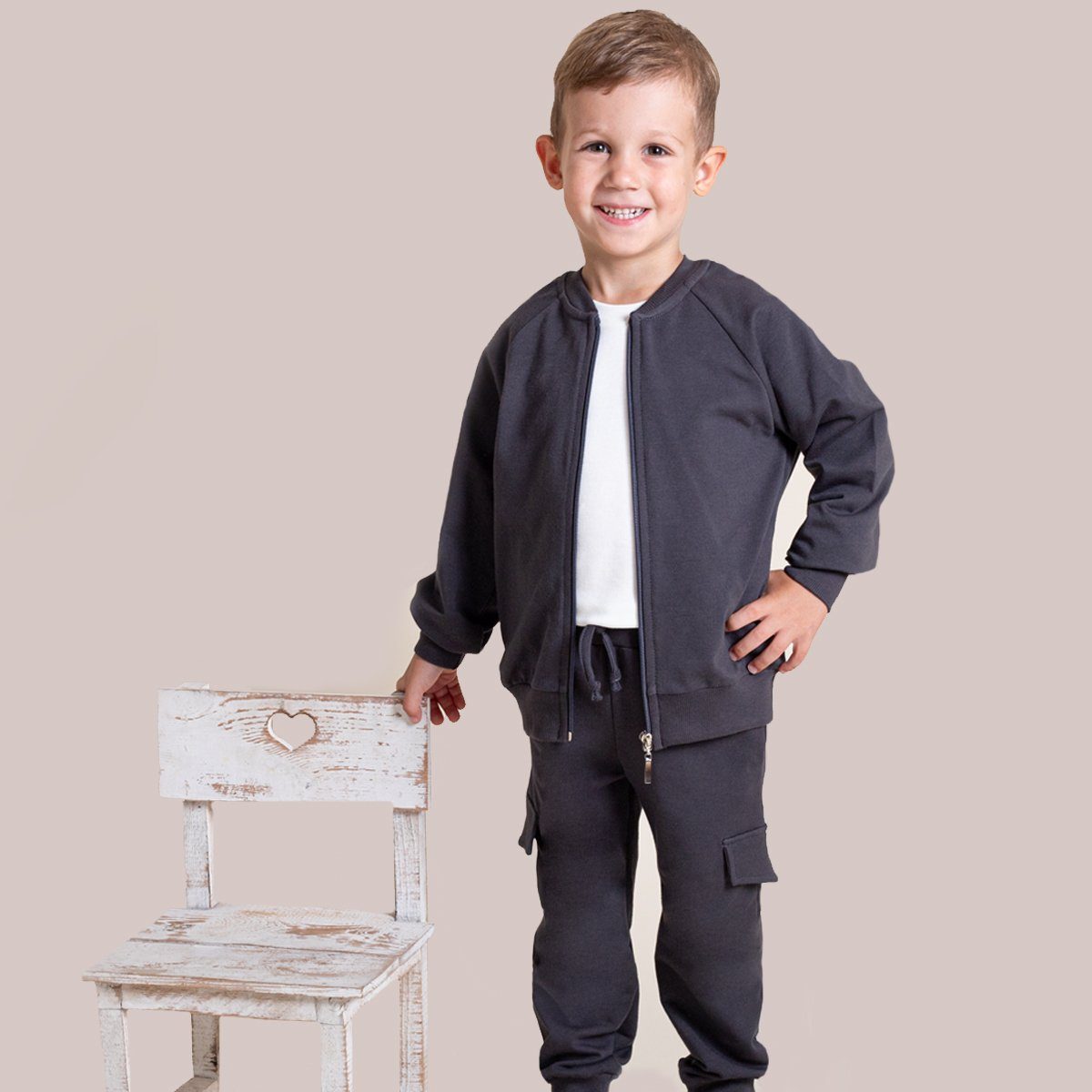 Sweatjacke Jungen-Sweatjacke OLAF in Graphit (202272)