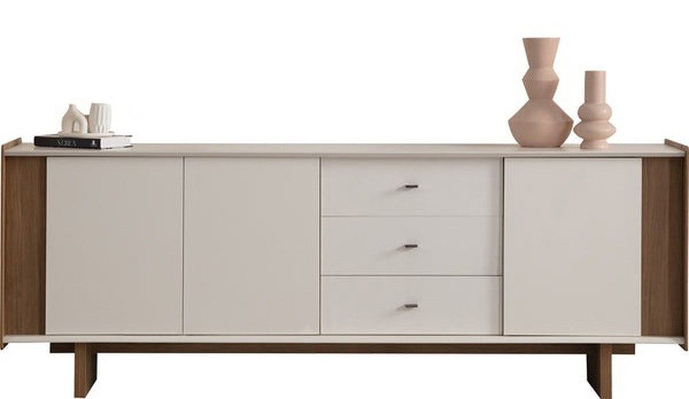 JVmoebel Kombikommode Edle Küchenkonsole in Weiß und Braun – Hochwertige Holz Möbel (1 St., Anrichte), Made in Europa