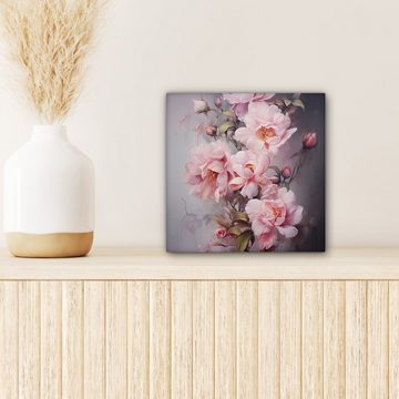 OneMillionCanvasses® Leinwandbild Rosen - Blumen - Rosa - Kunst - Aquarell, (1 St), Leinwand Bilder für Wohnzimmer Schlafzimmer, 20x20 cm