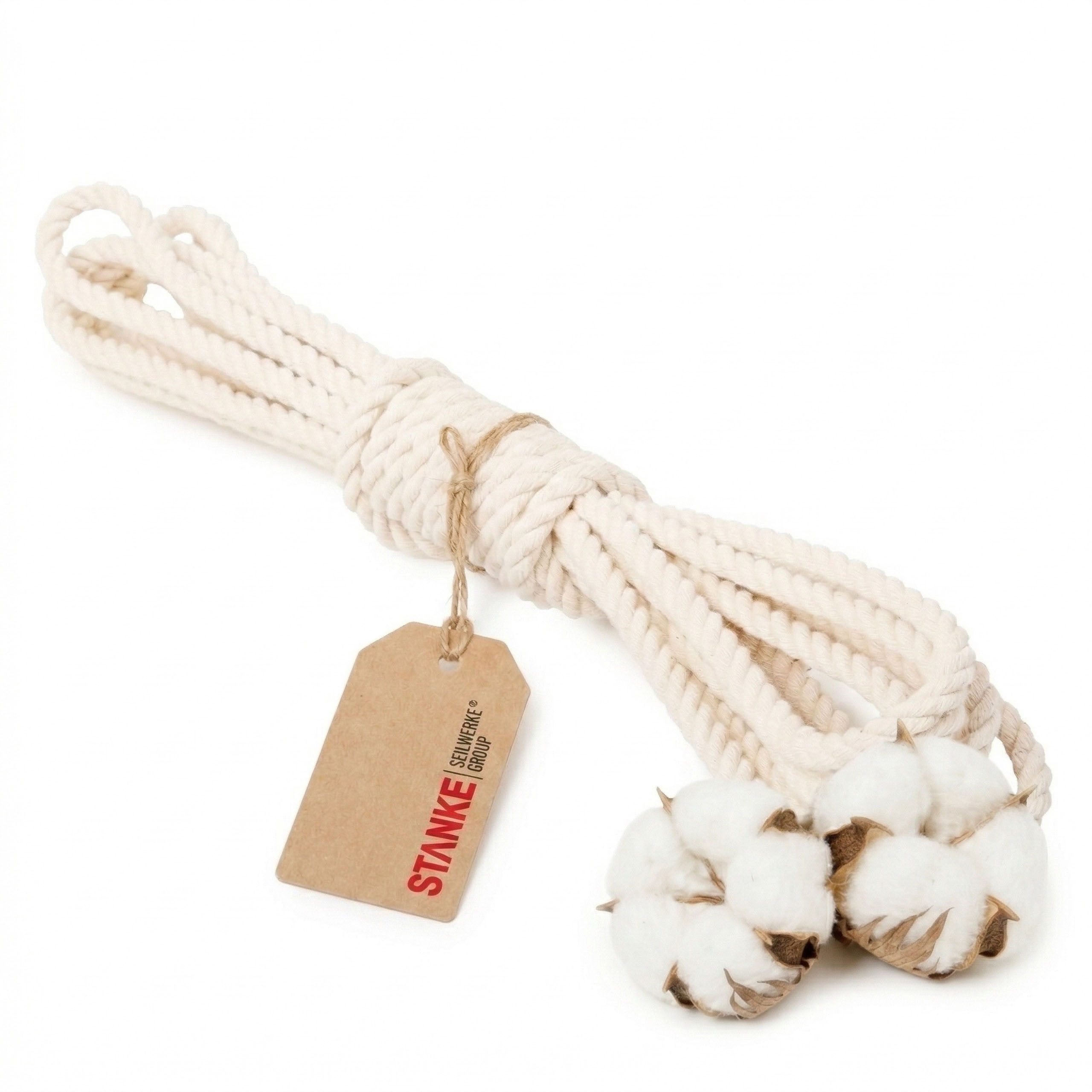 STANKE Seil Baumwollkordel 6mm x 5m 3-schäftig gedreht 100% natürliche Baumwolle (5m Rolle, 1-tlg., 5m Rolle), Pflanzenampel, Makramee, Handlaufseil, Dekoseil, färbbar, saugfähig